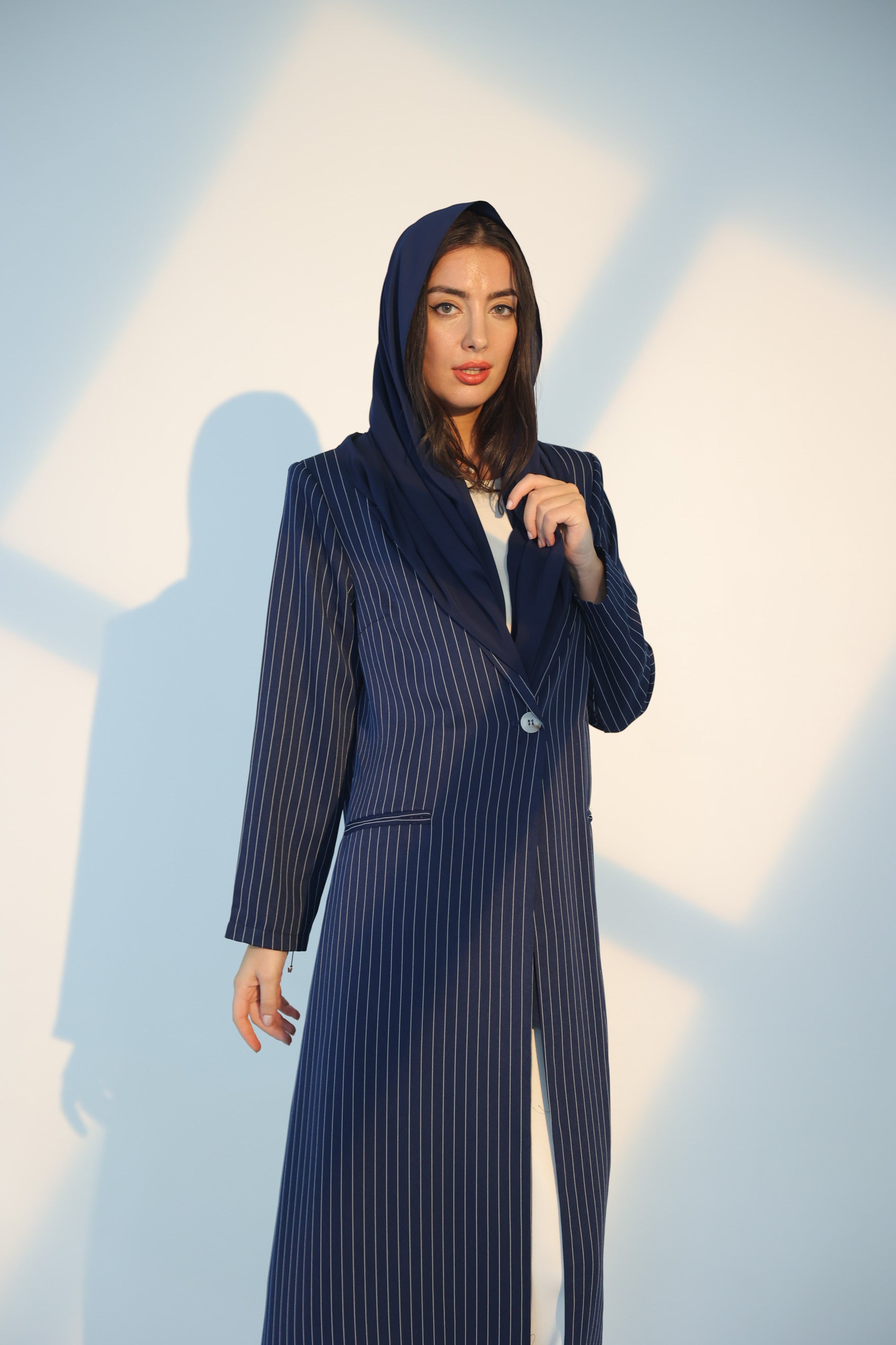 Navy Blue Striped Suit Abaya