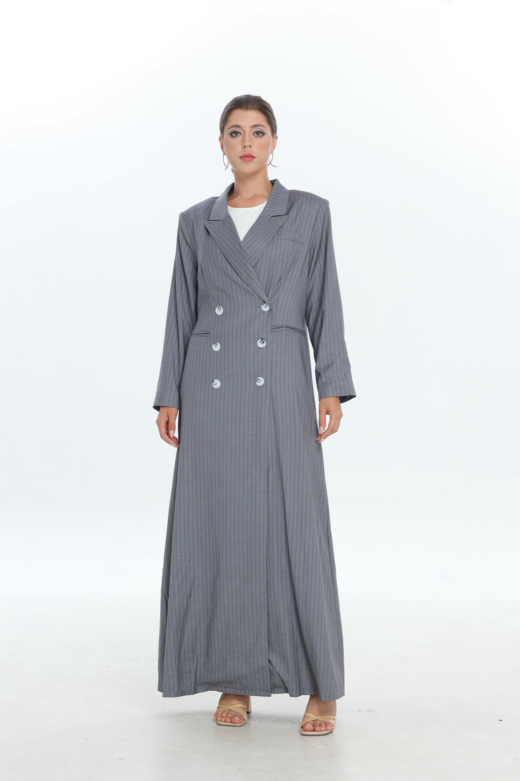 Grey Triple button Suit Abaya