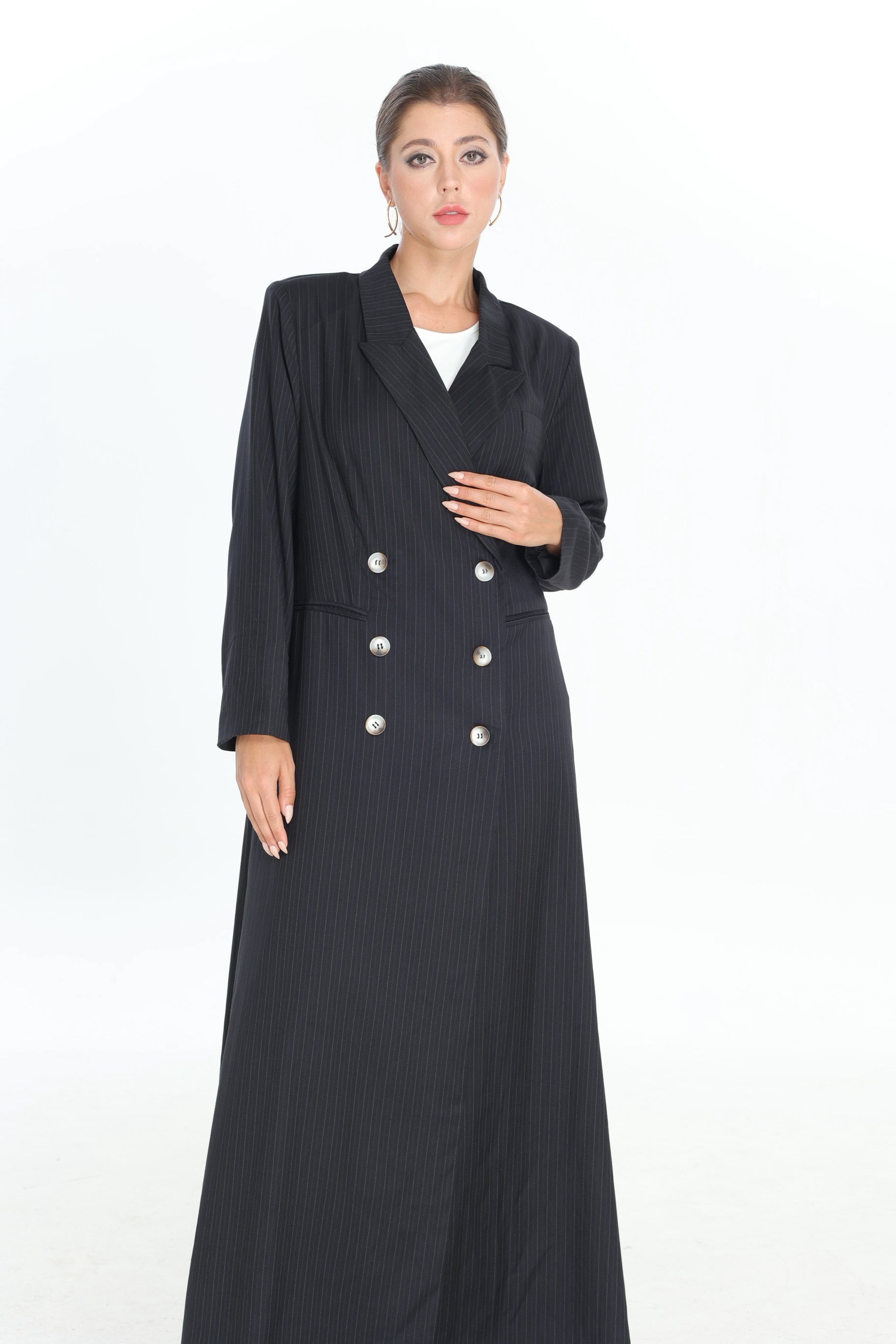 Black Triple button Suit Abaya