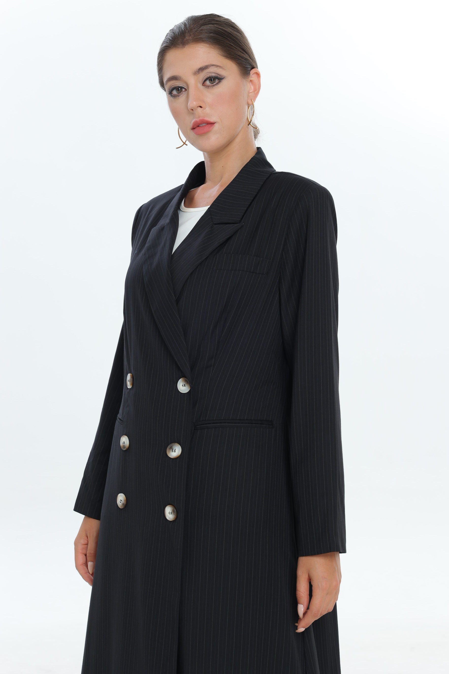 Black Triple button Suit Abaya