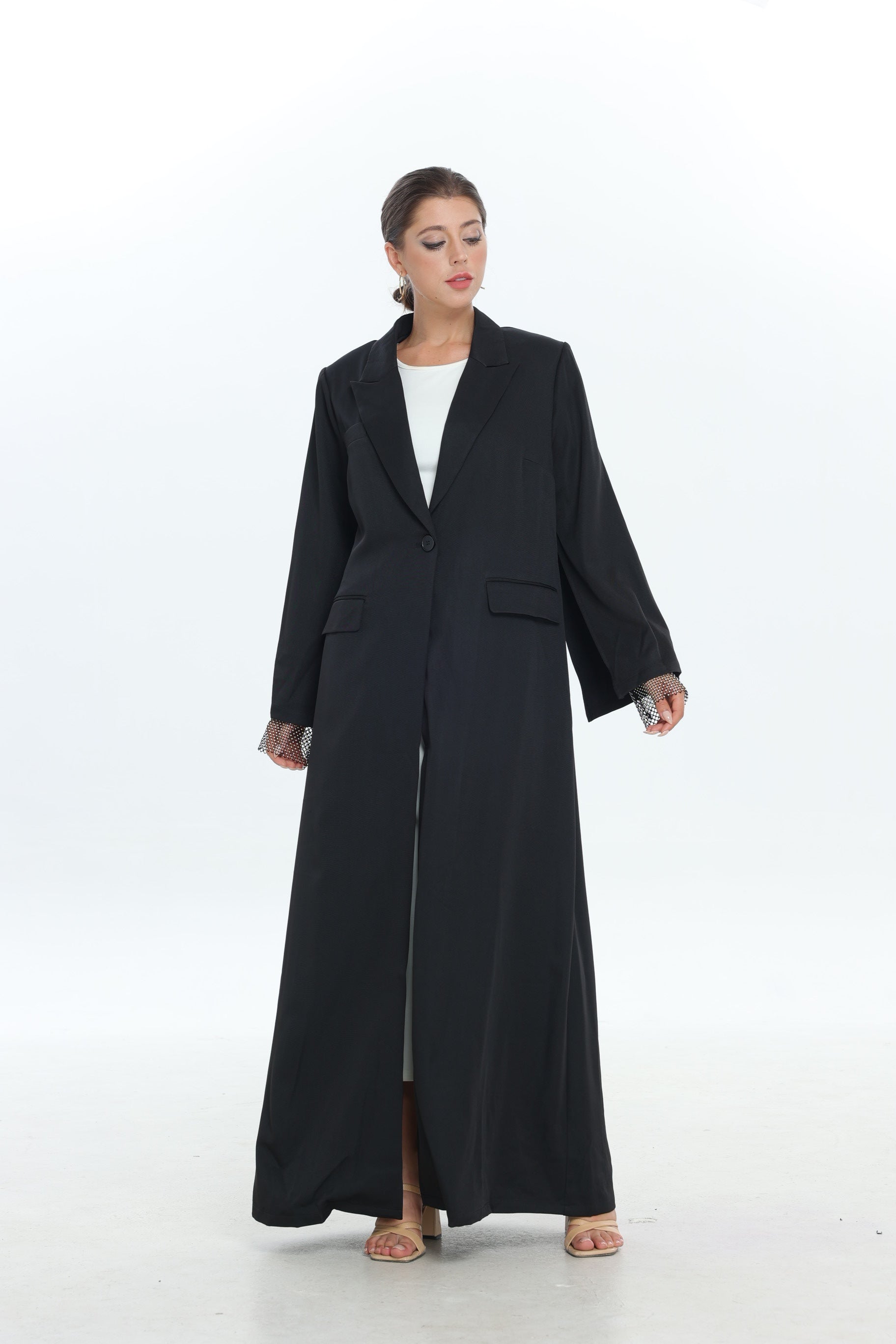 Black Abaya with Diamond Sleeve Detail