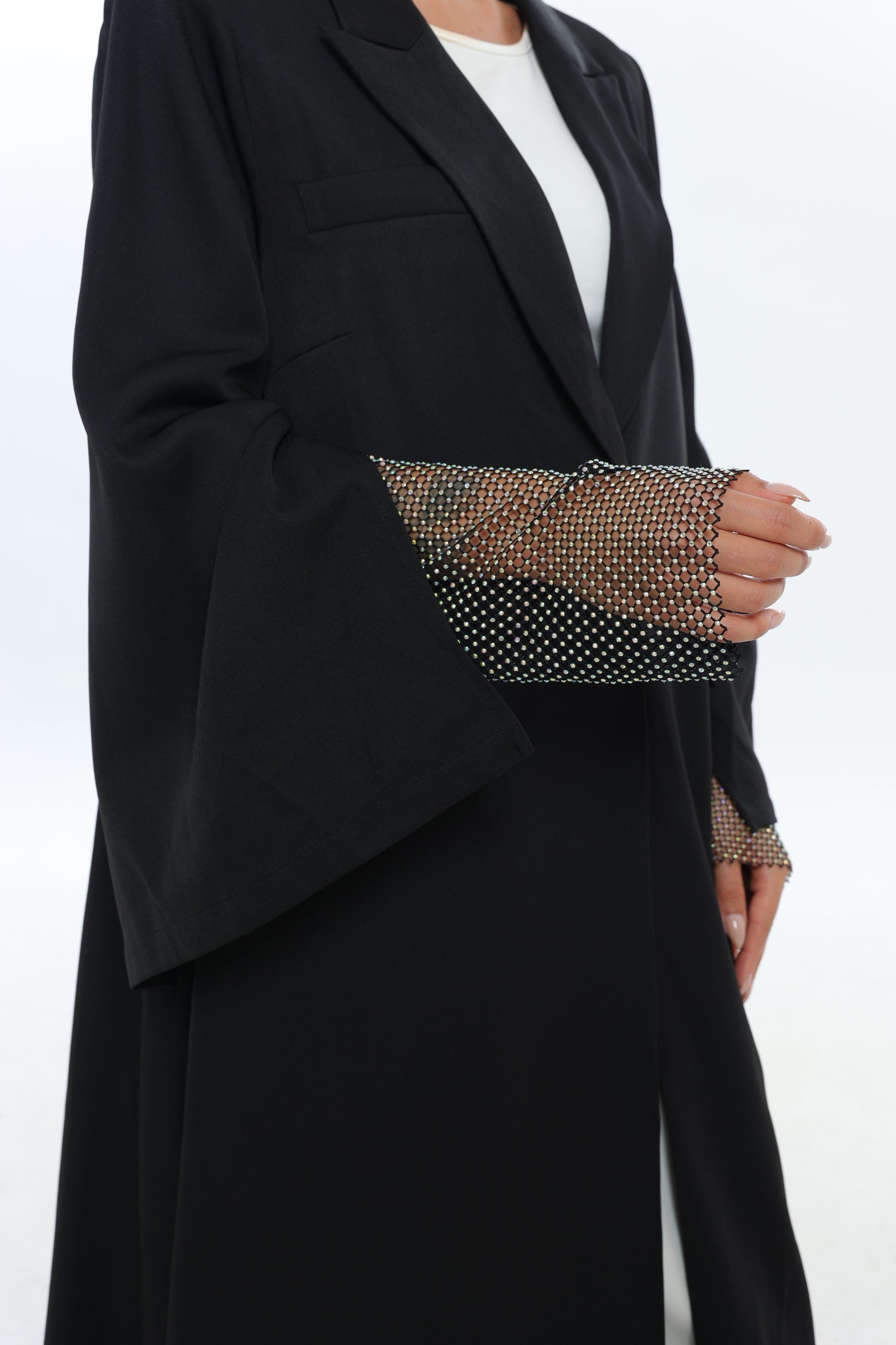 Black Abaya with Diamond Sleeve Detail