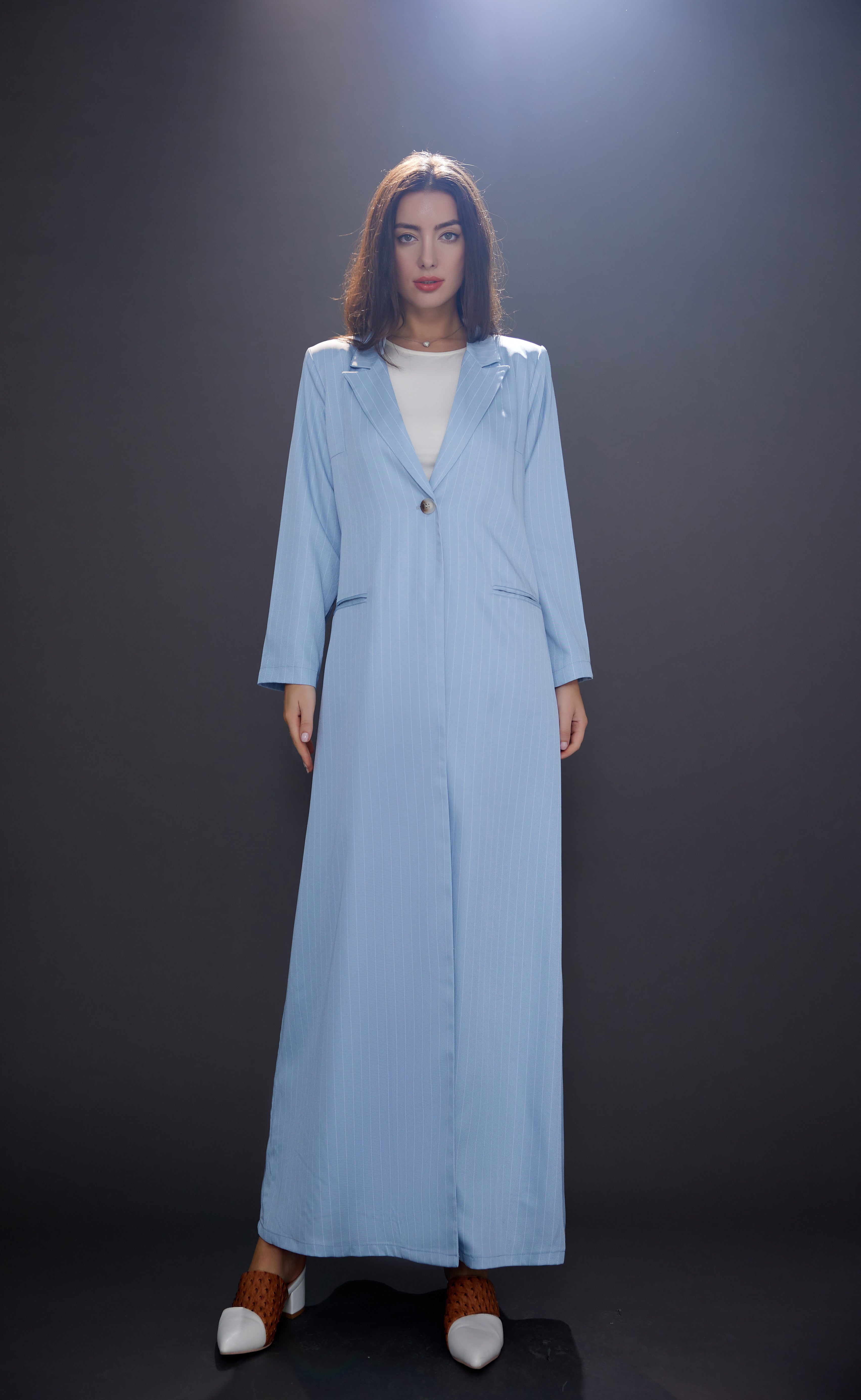 Artic Blue Striped Suit Abaya