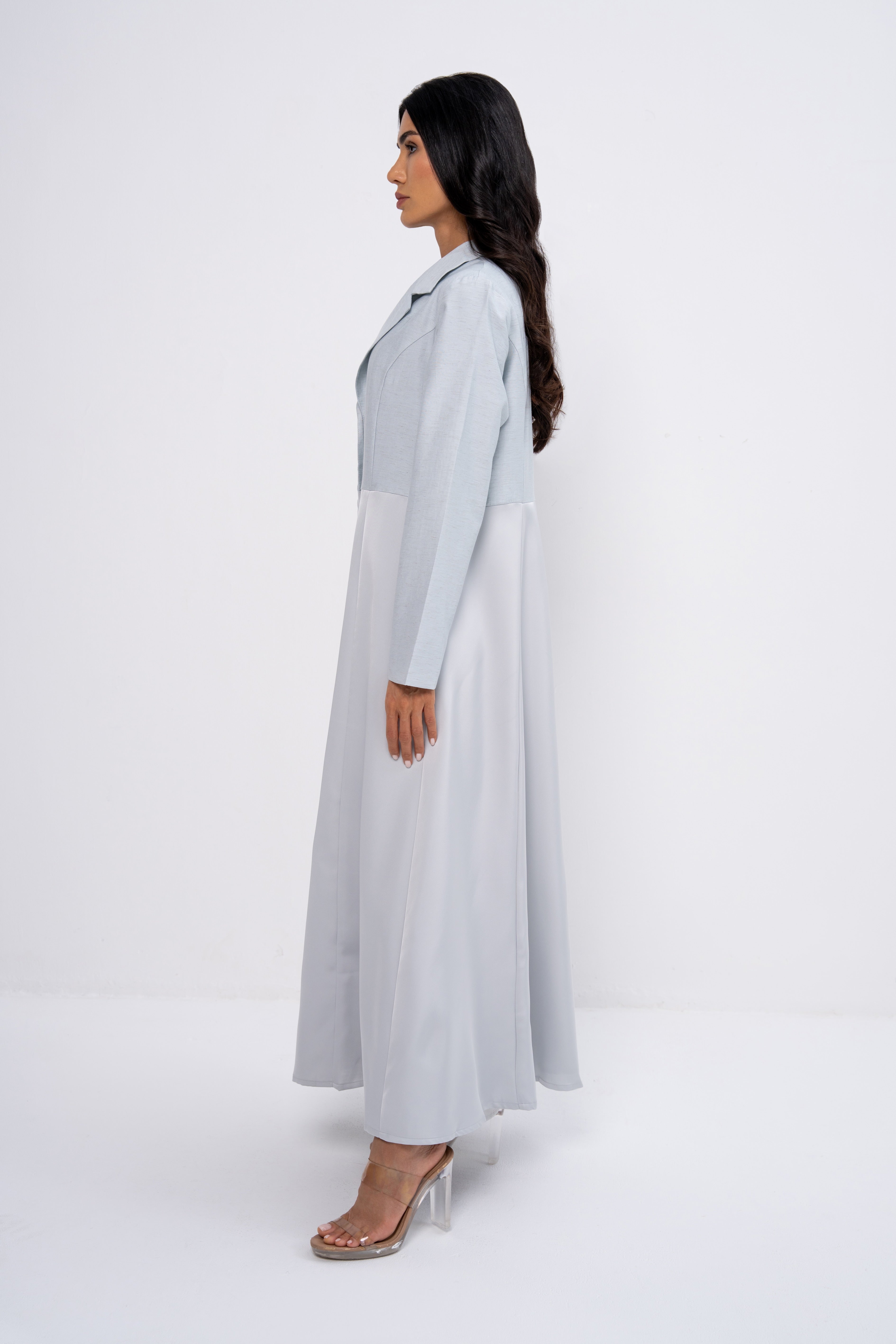 Multi-Fabric Abaya Grey