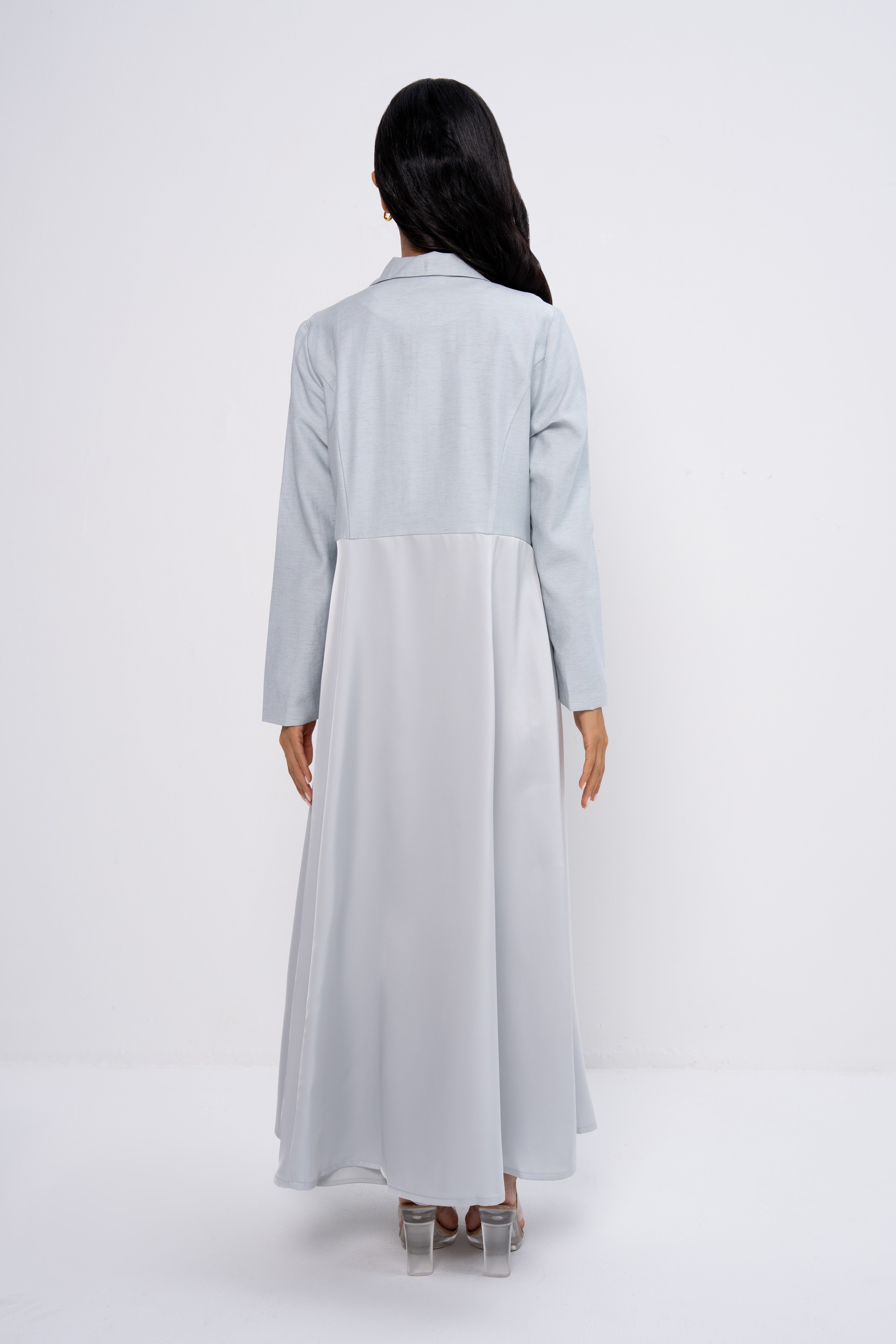 Multi-Fabric Abaya Grey