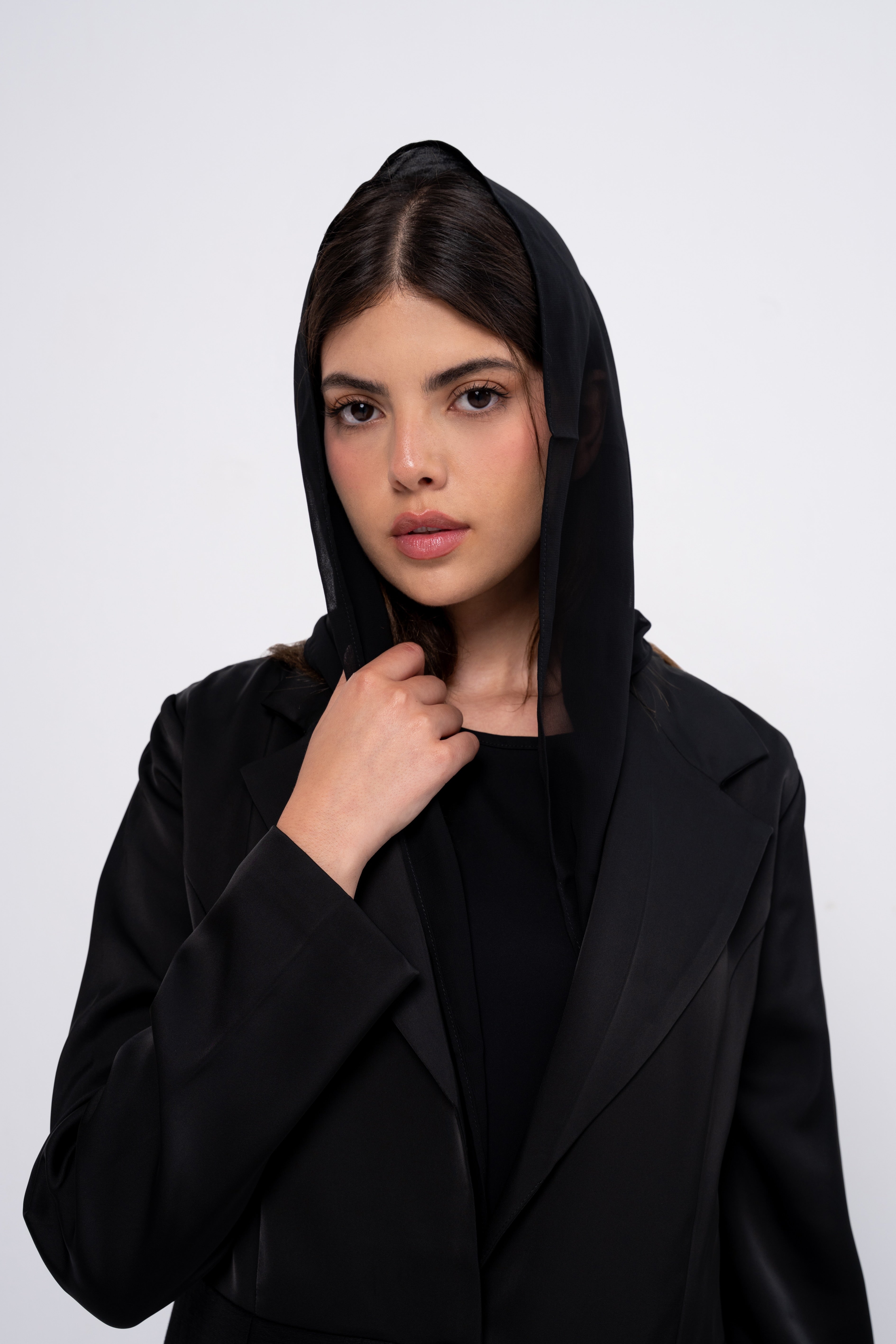 Multi-Fabric Abaya in Black