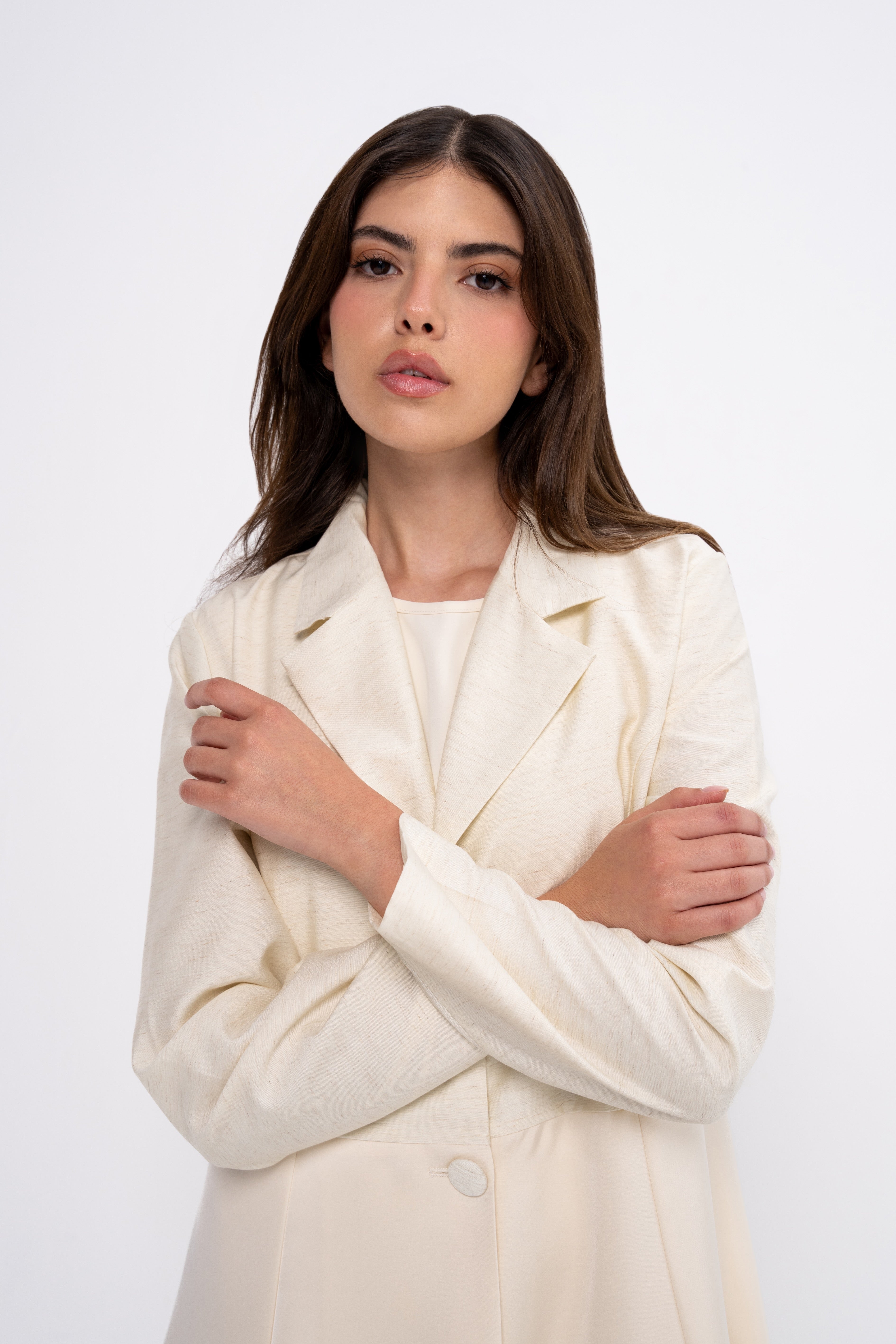Multi-Fabric Abaya in Beige