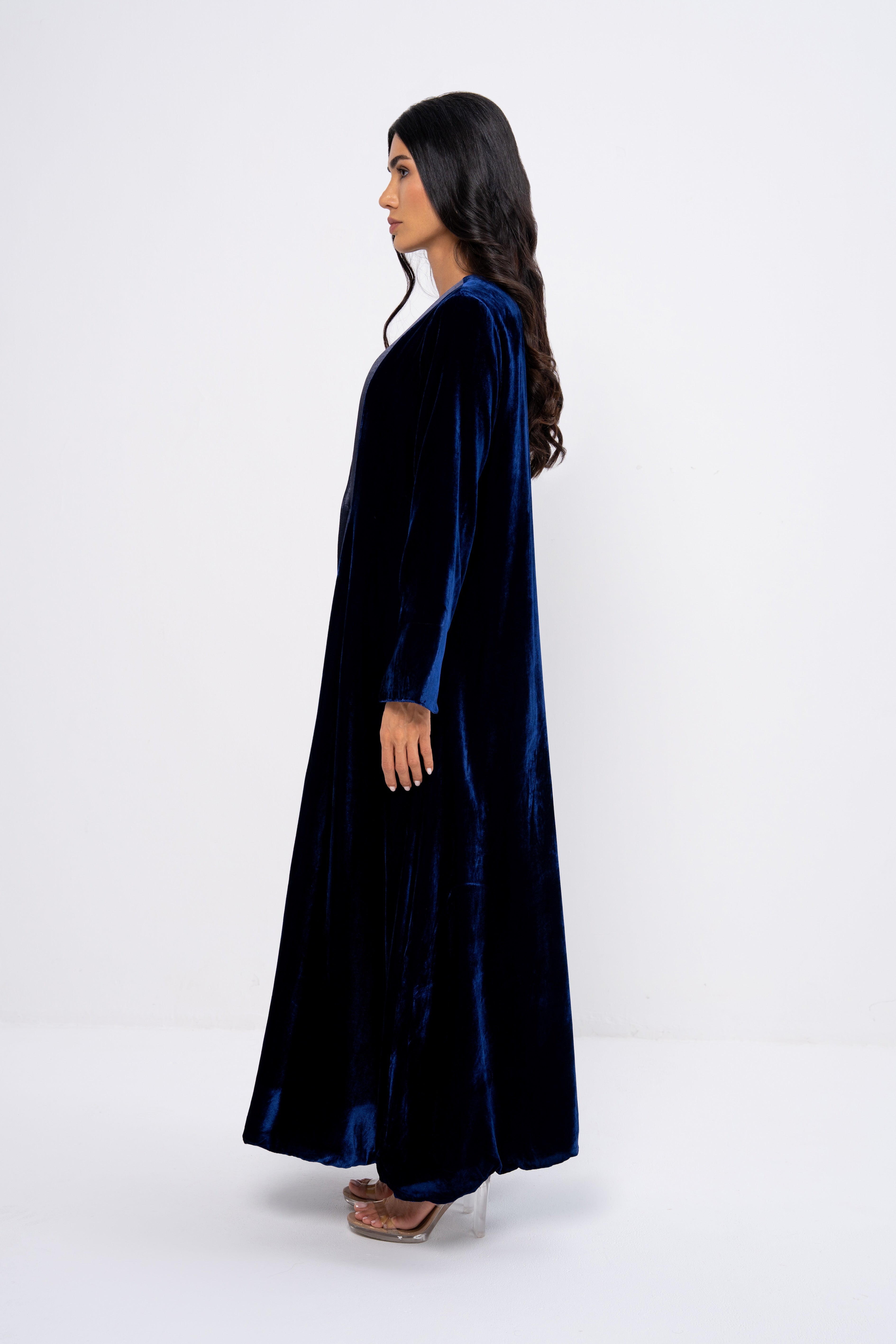 Velvet Suit Abaya in Navy Blue
