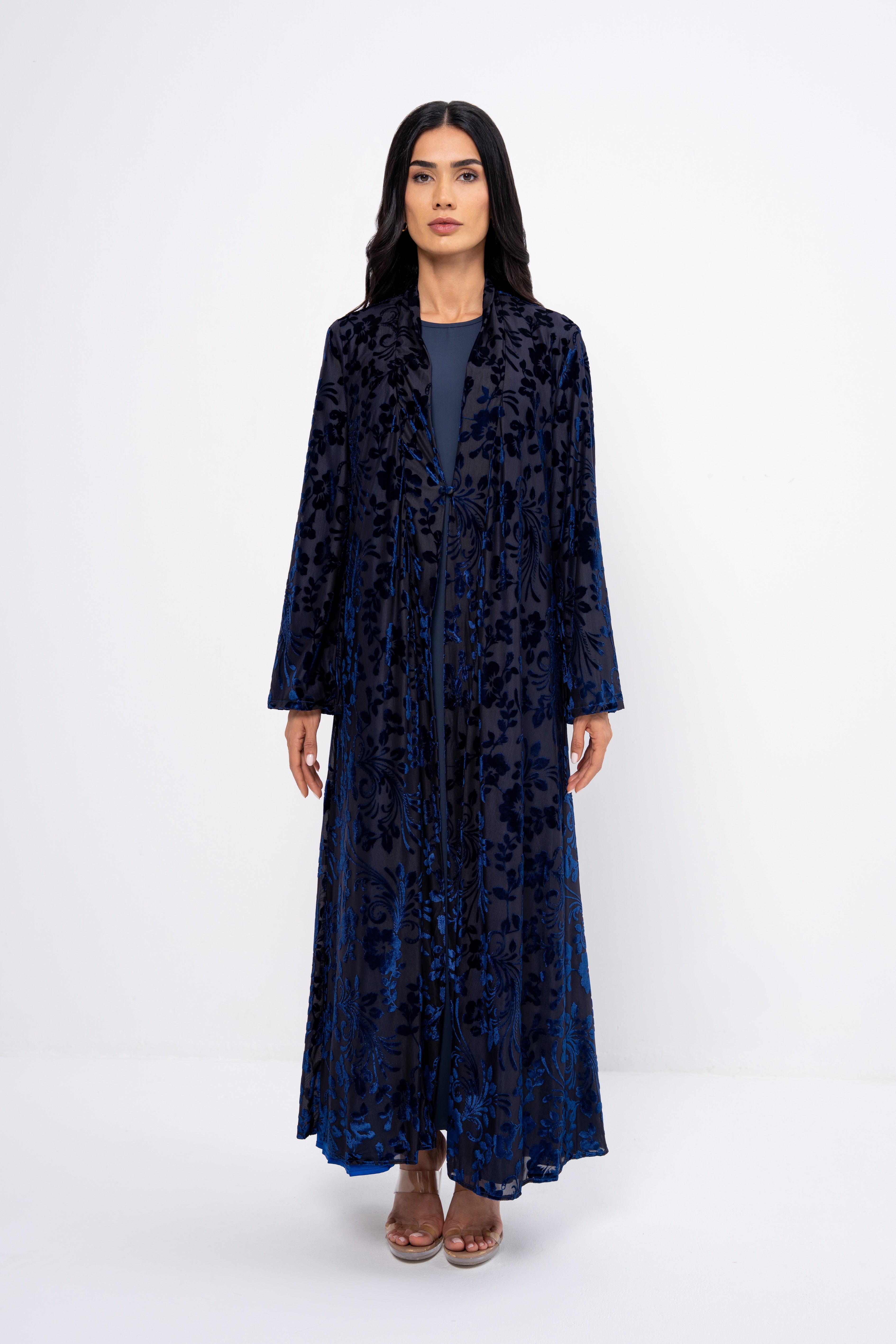 Embroidered Detail Abaya Navy Blue