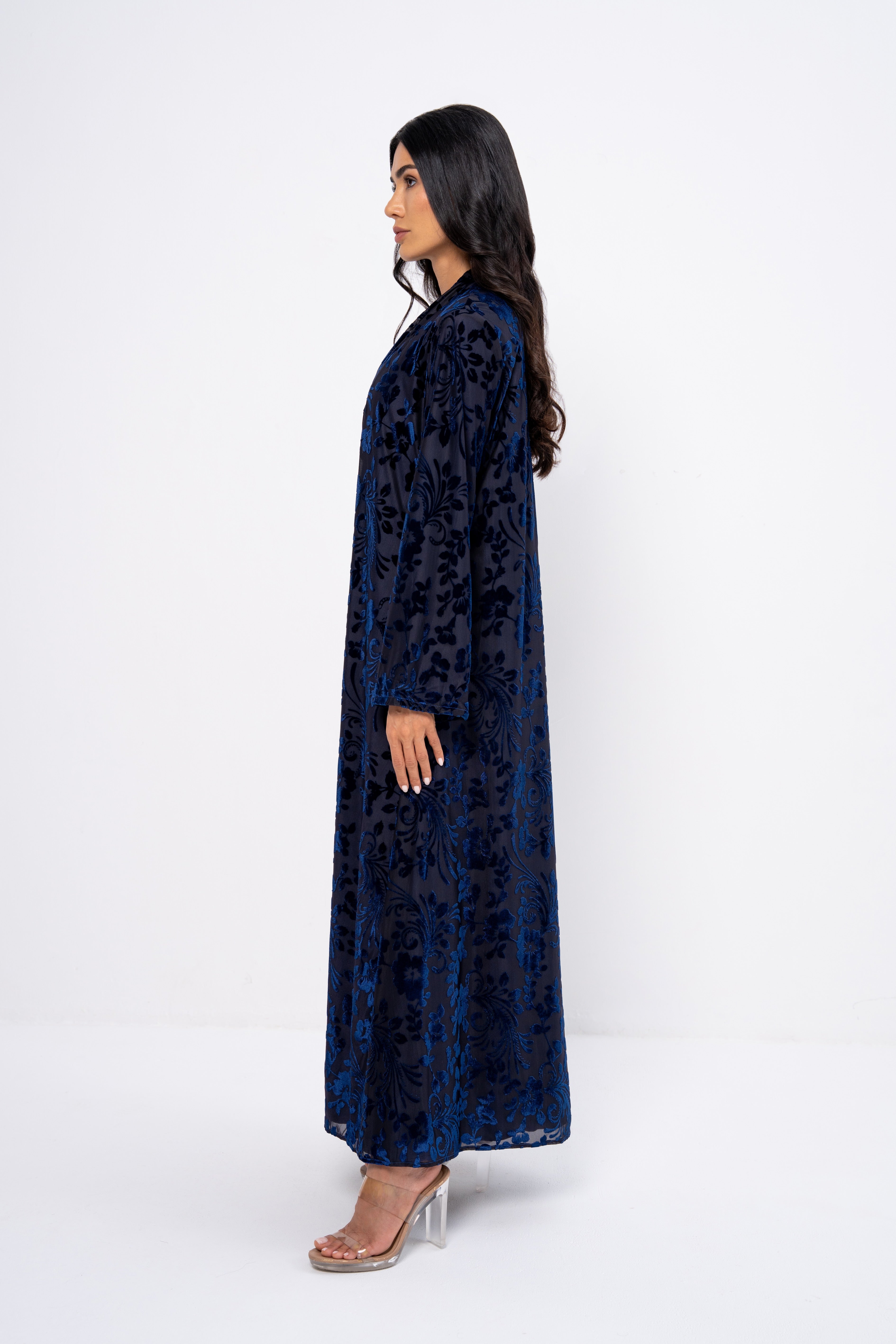 Embroidered Detail Abaya Navy Blue