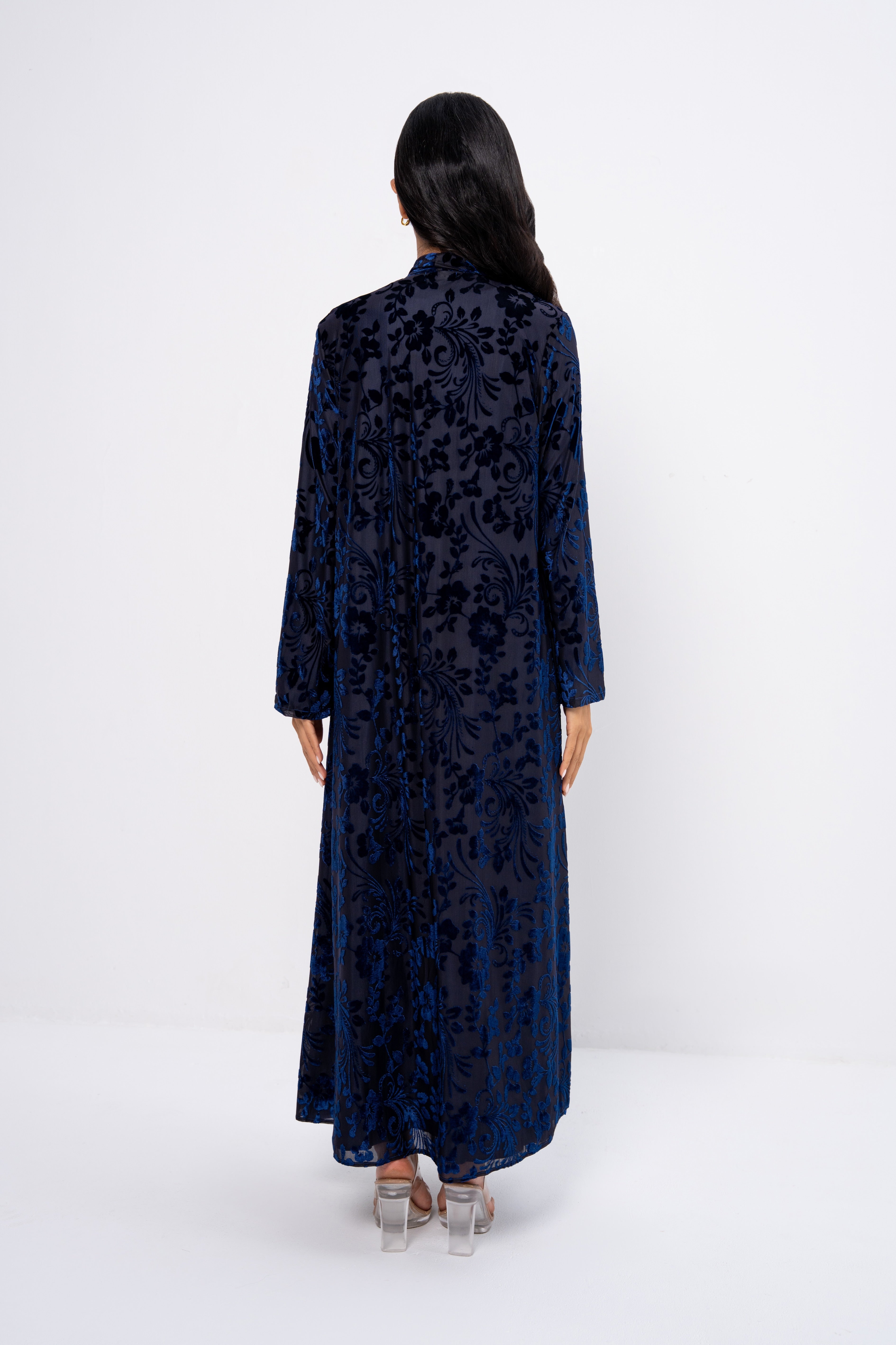 Embroidered Detail Abaya Navy Blue