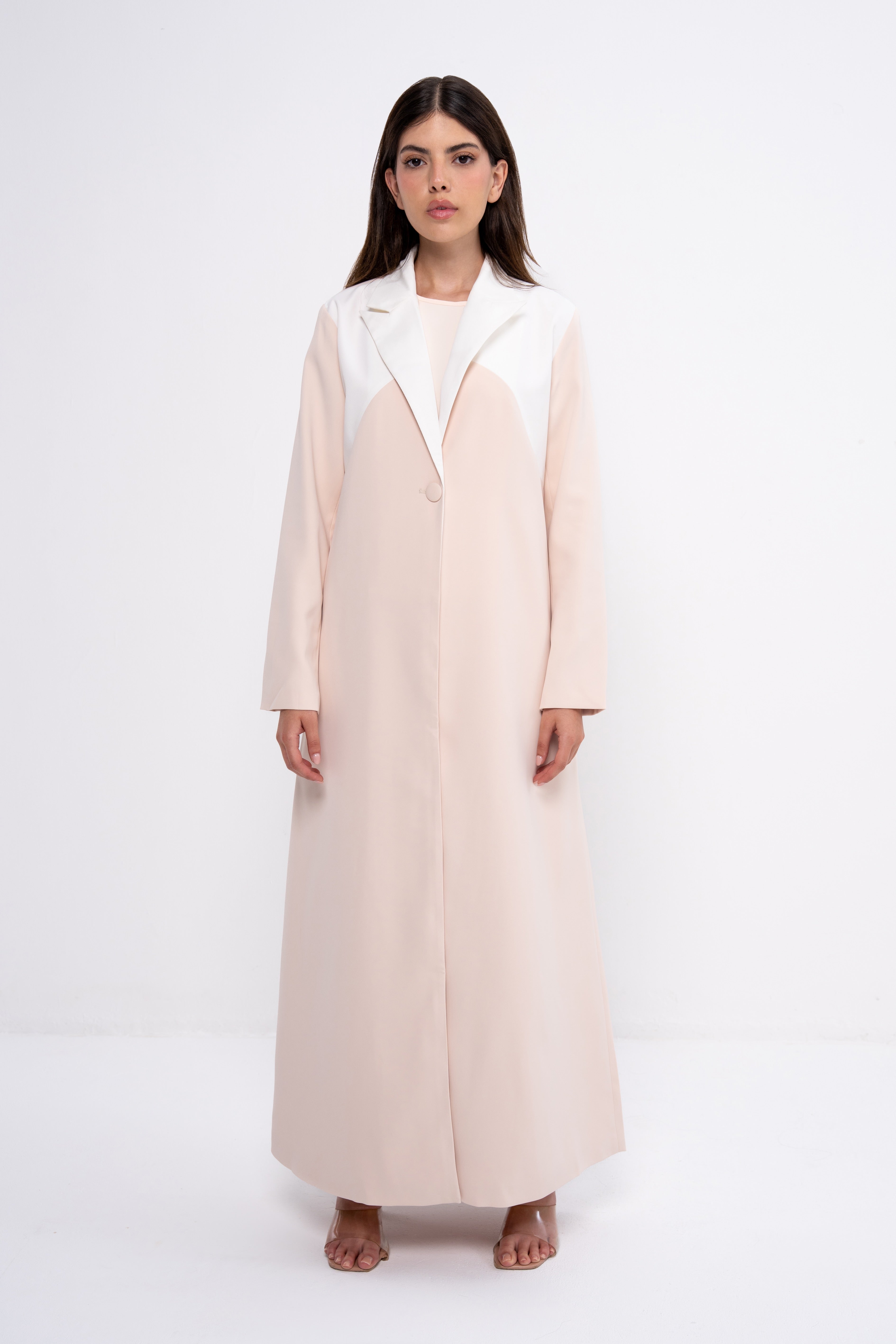 Color Block Suit Abaya in Beige