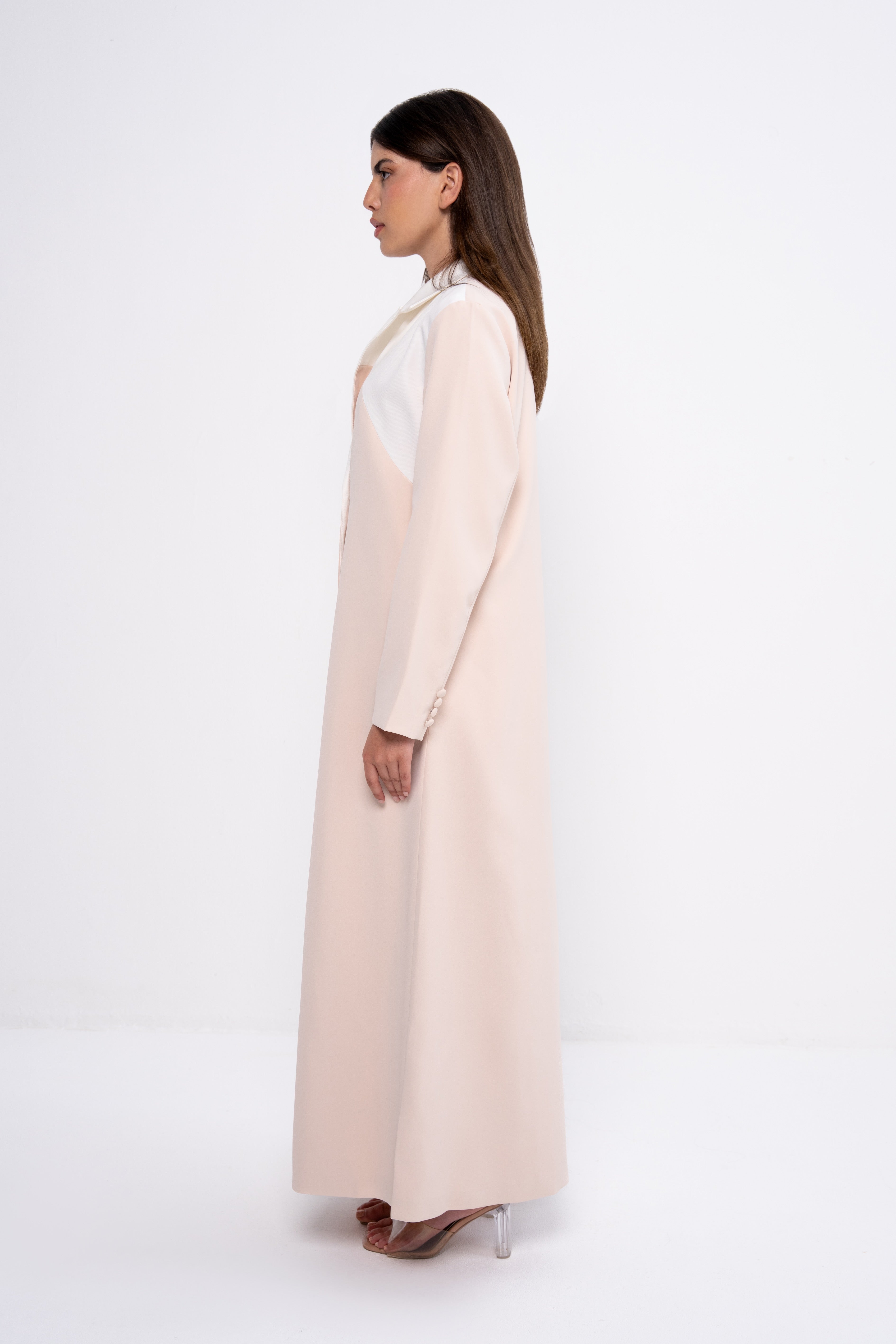 Color Block Suit Abaya in Beige