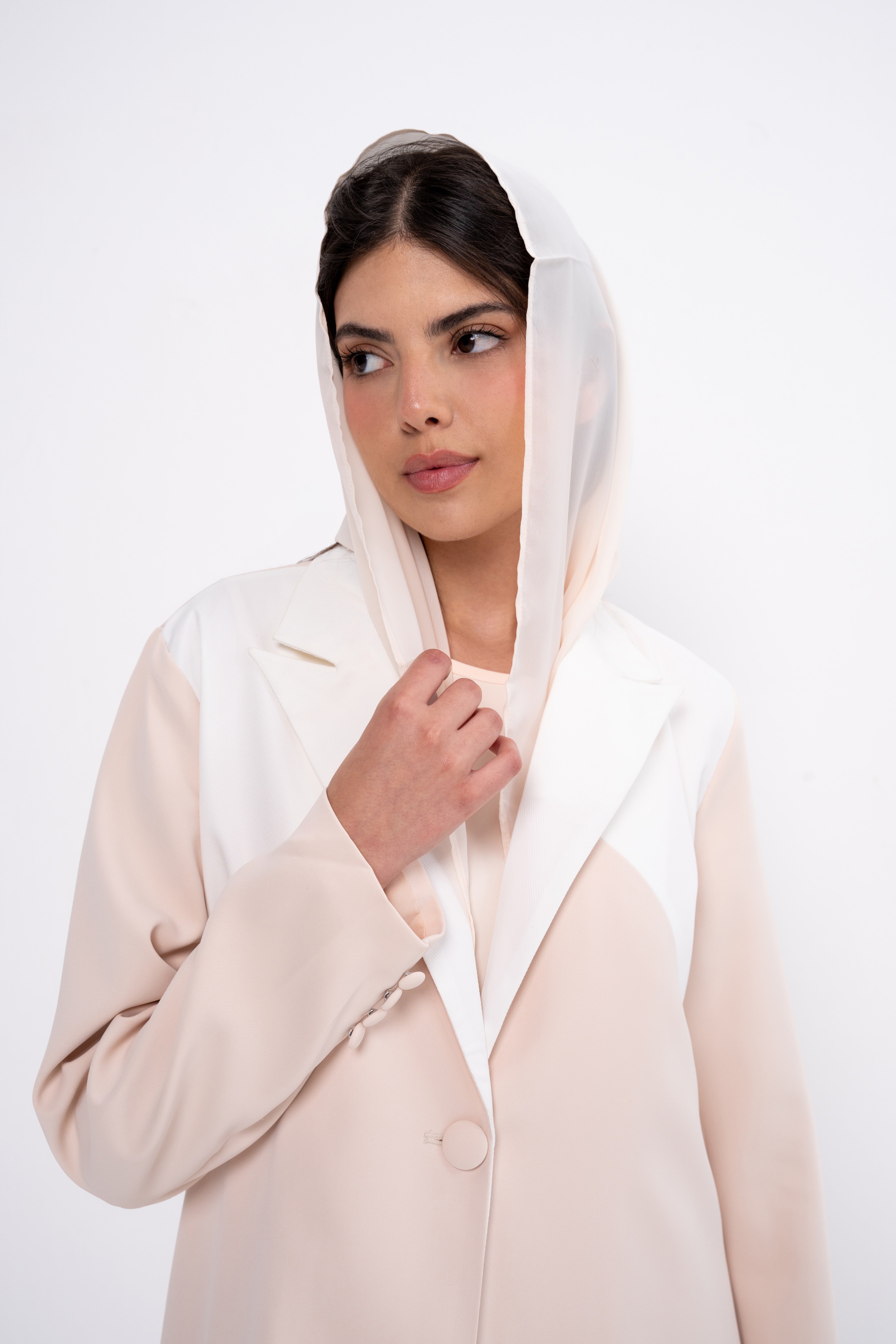 Color Block Suit Abaya in Beige