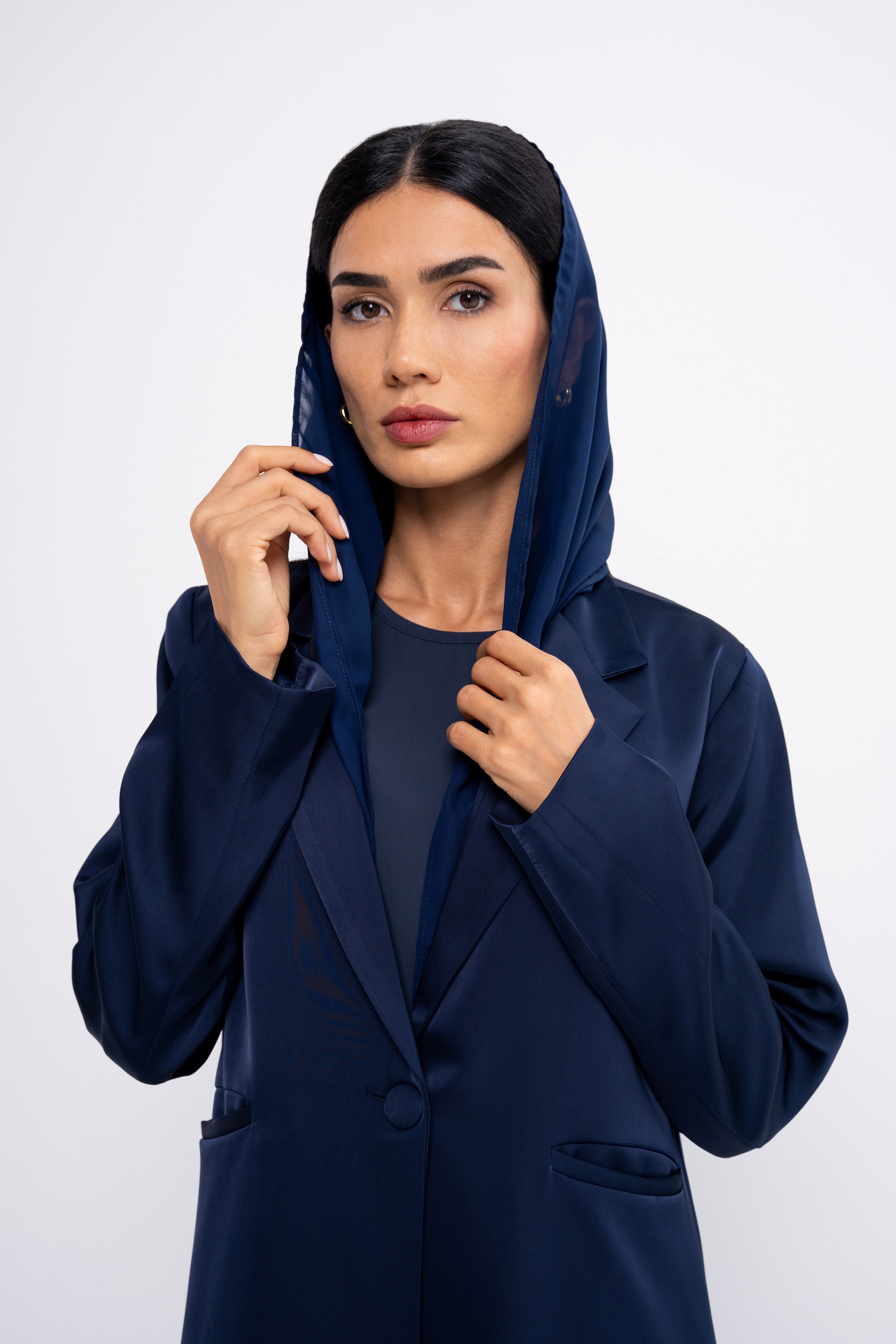 Silk Abaya in Navy Blue