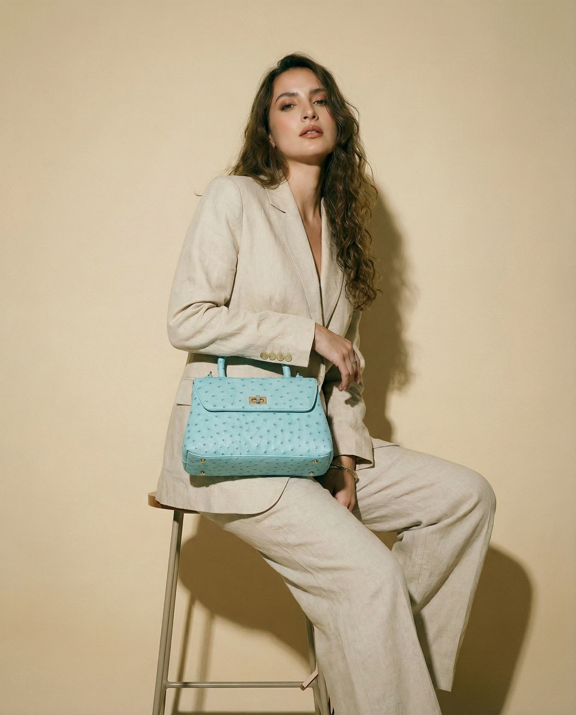 Classic Flap Bag with Handle in Blue