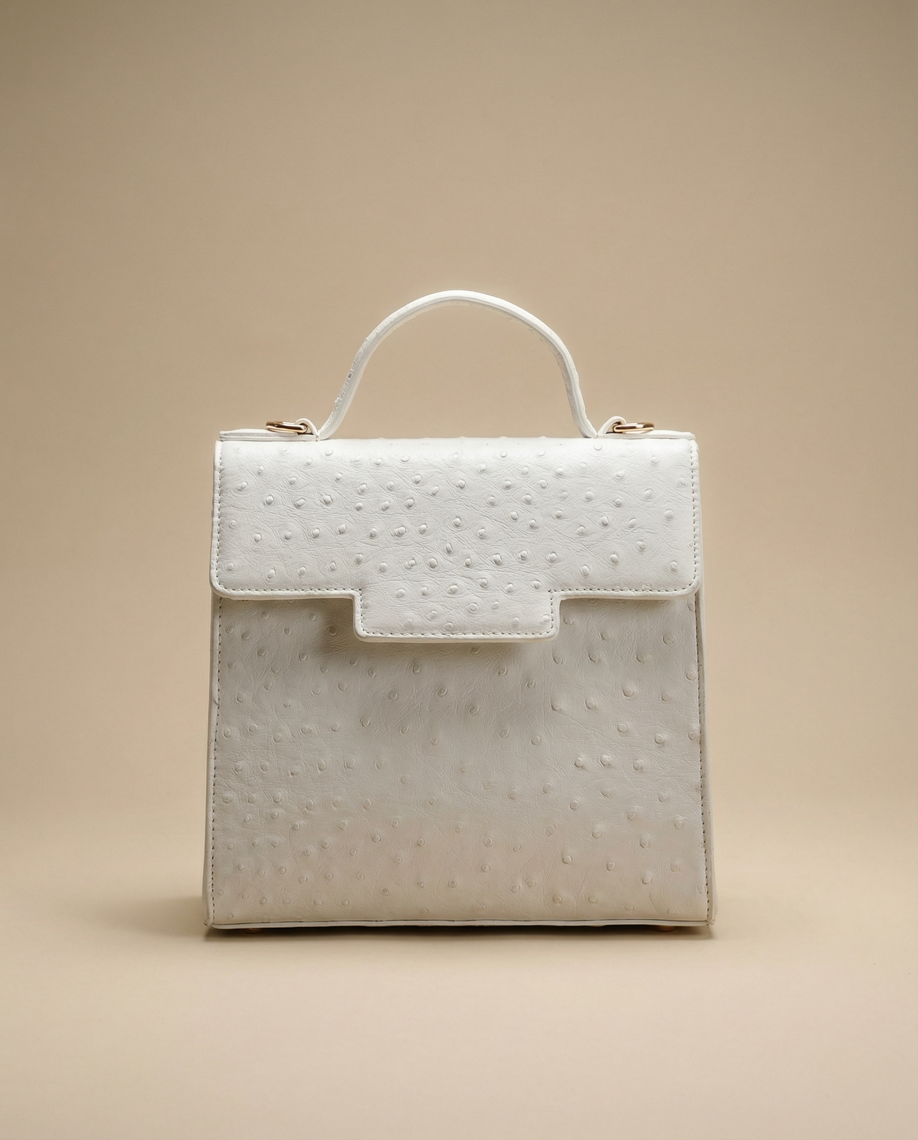 Square Crossbody Messenger Bag in Off-White