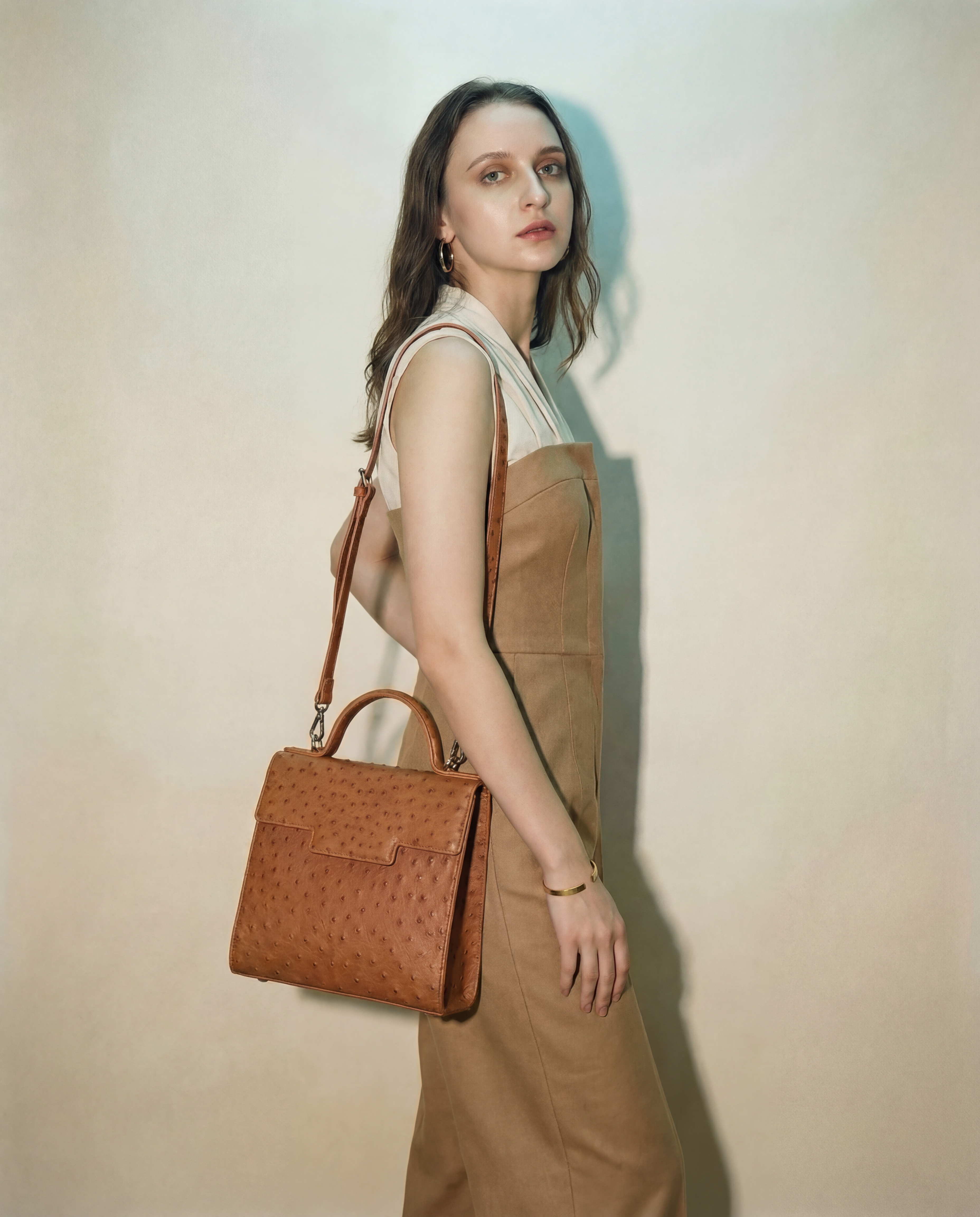 Square Crossbody Messenger Bag in Brown