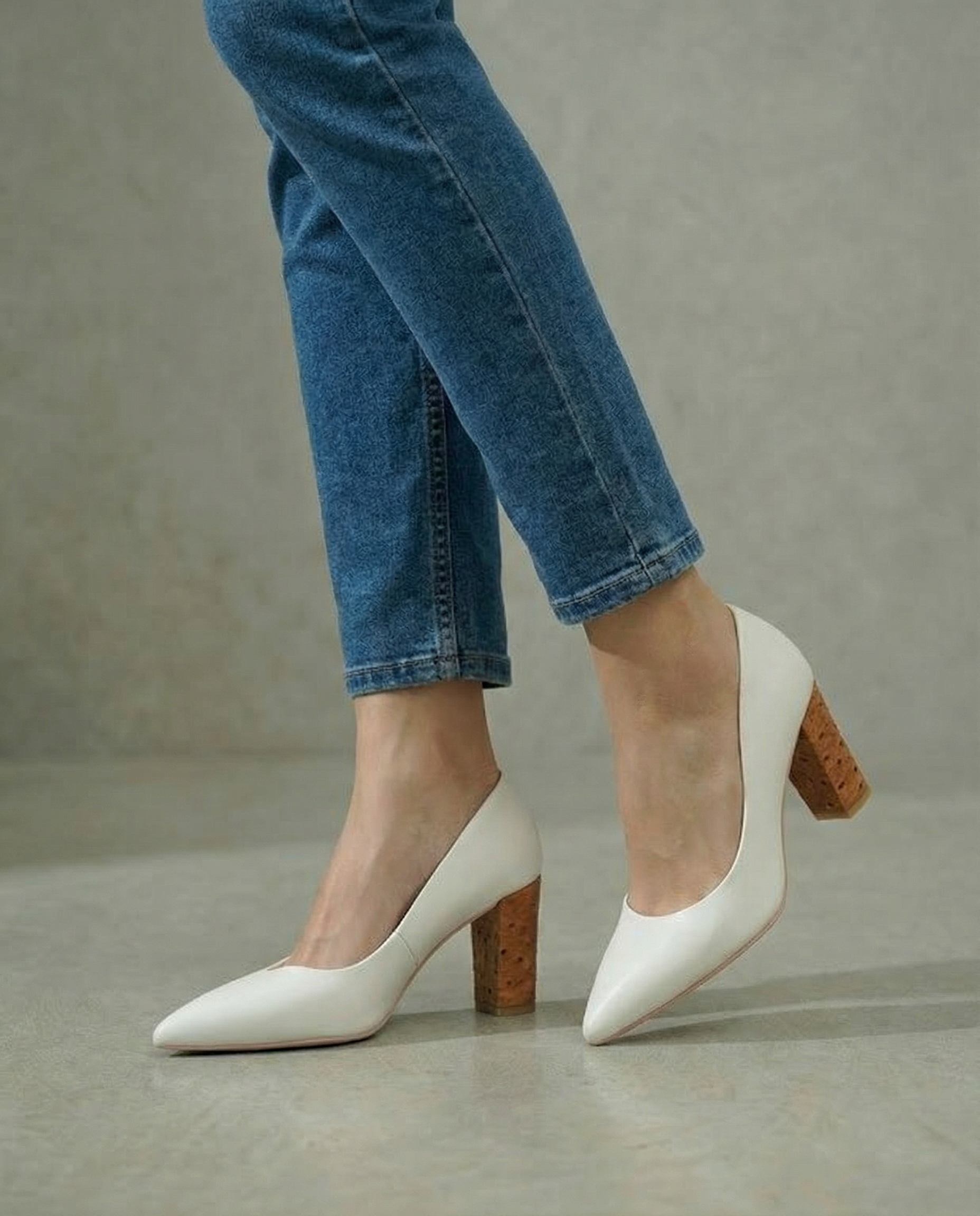 White Statement Brown Heels