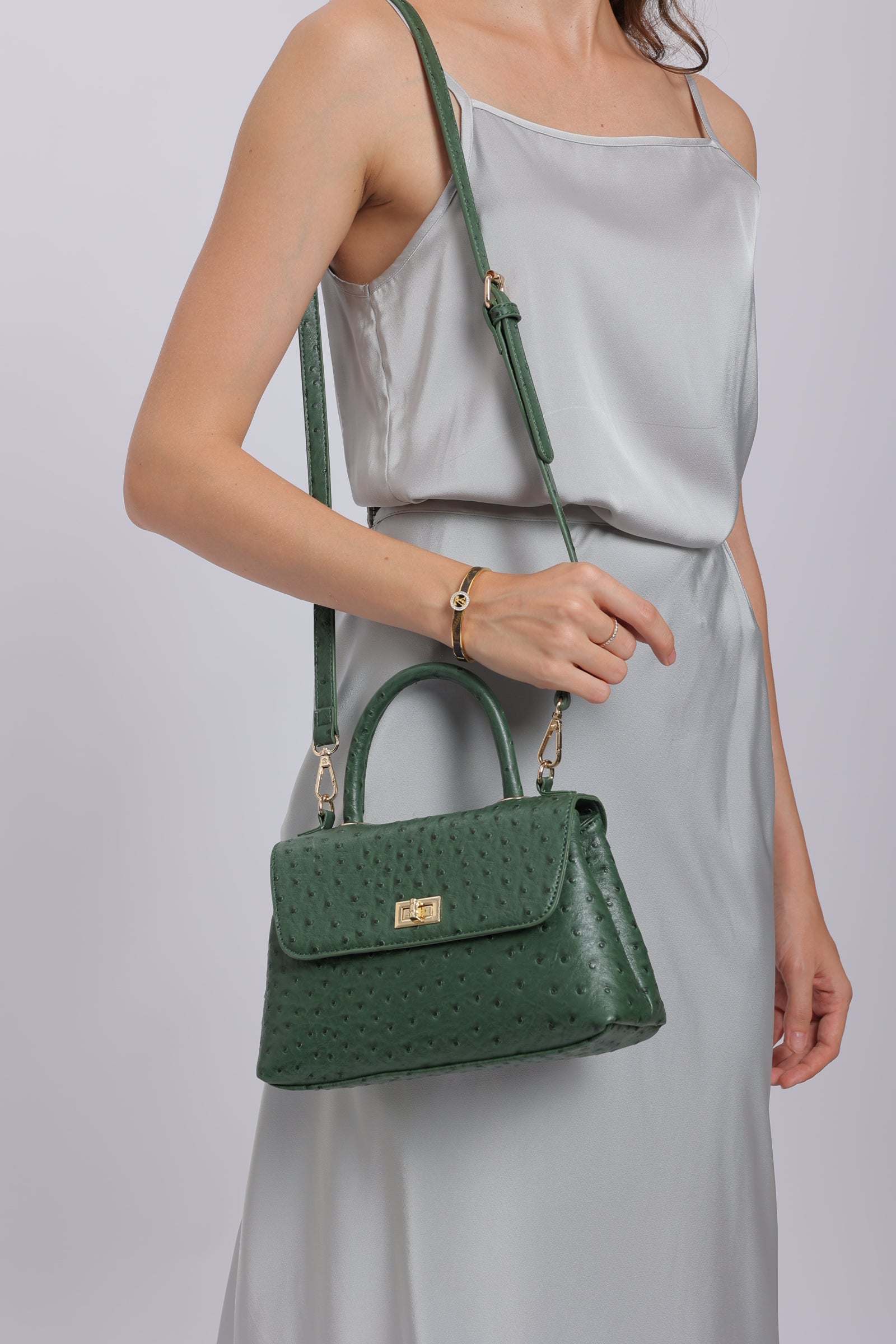 Classic Flap Bag with Handle in Green