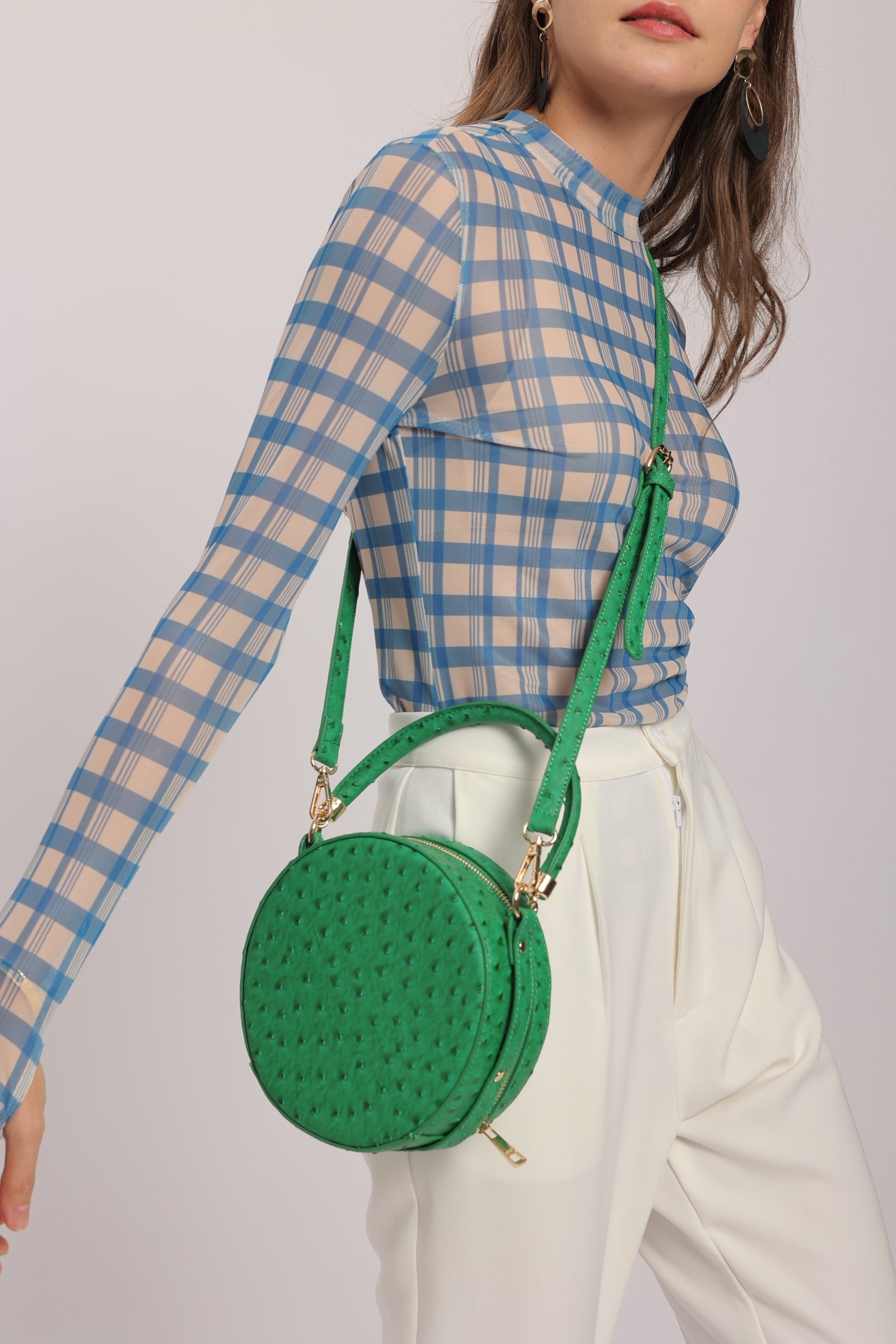 حقيبة يد دائرية كروسبودي - باللون الاخضر