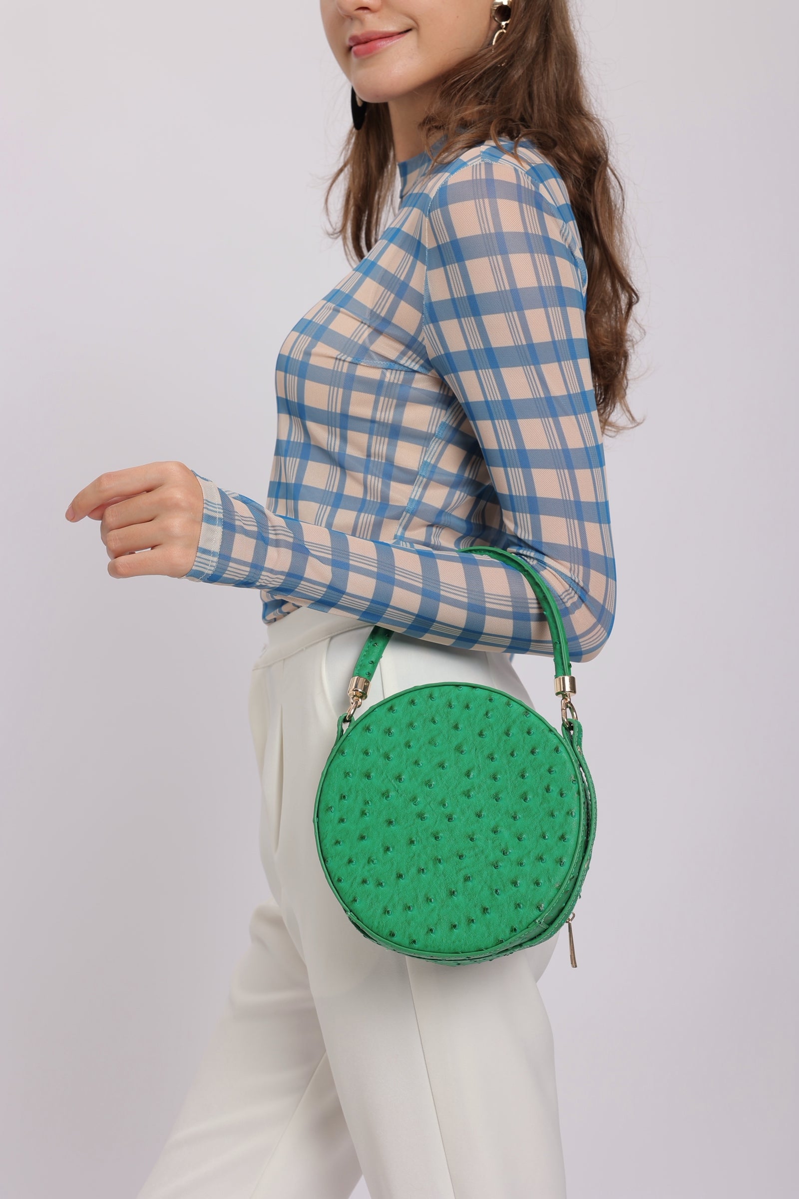 Round Crossbody Handbag in Green
