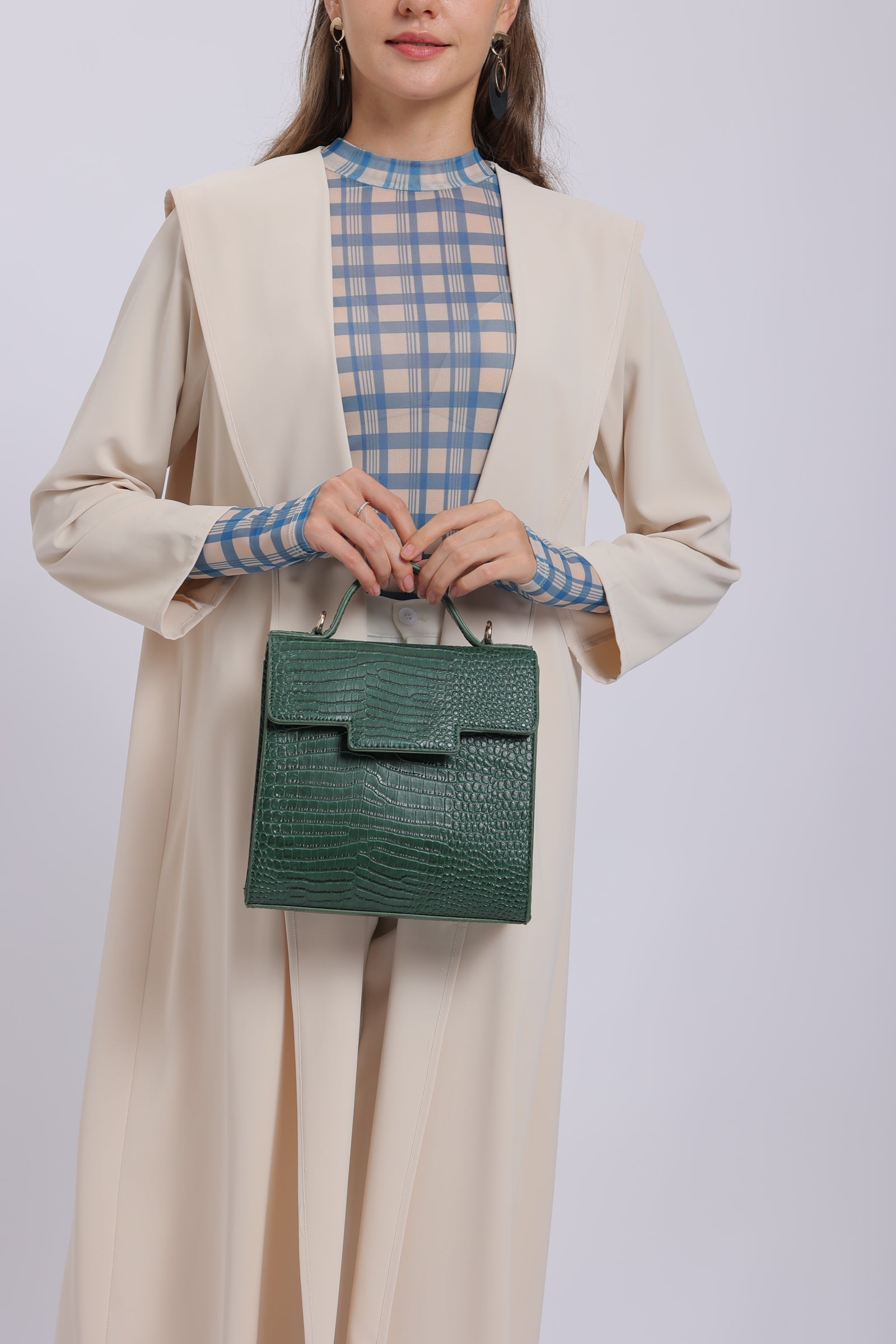 حقيبة كروس مربعة الشكل - باللون الاخضر