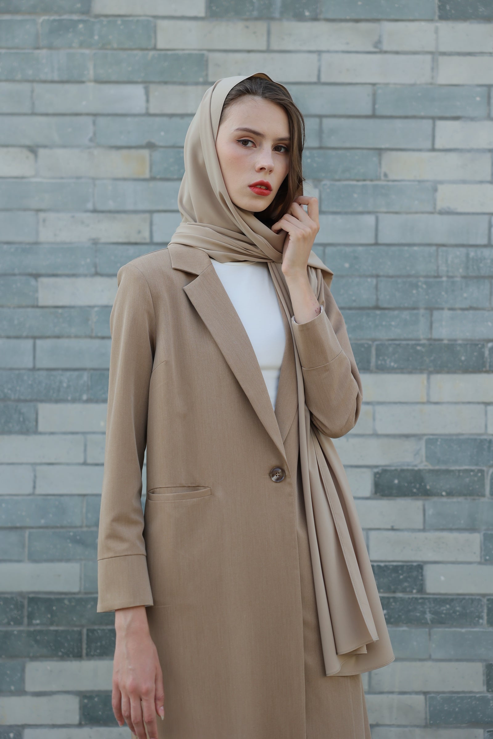 Beige Formal Suit Abaya