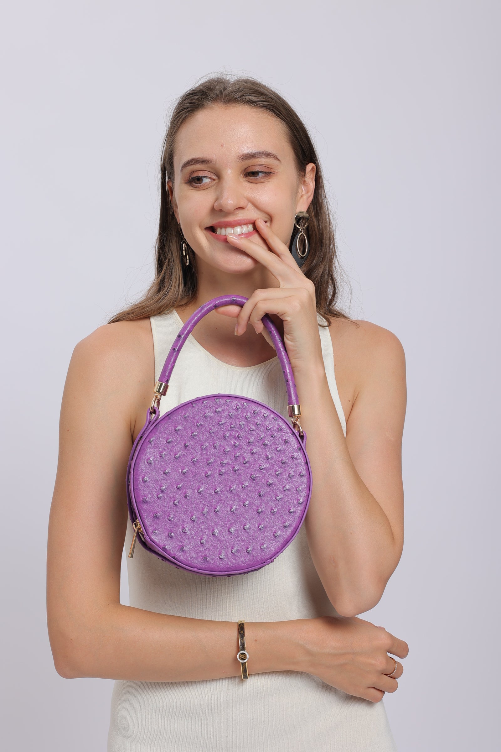 حقيبة يد دائرية كروسبودي - باللون البنفسجي