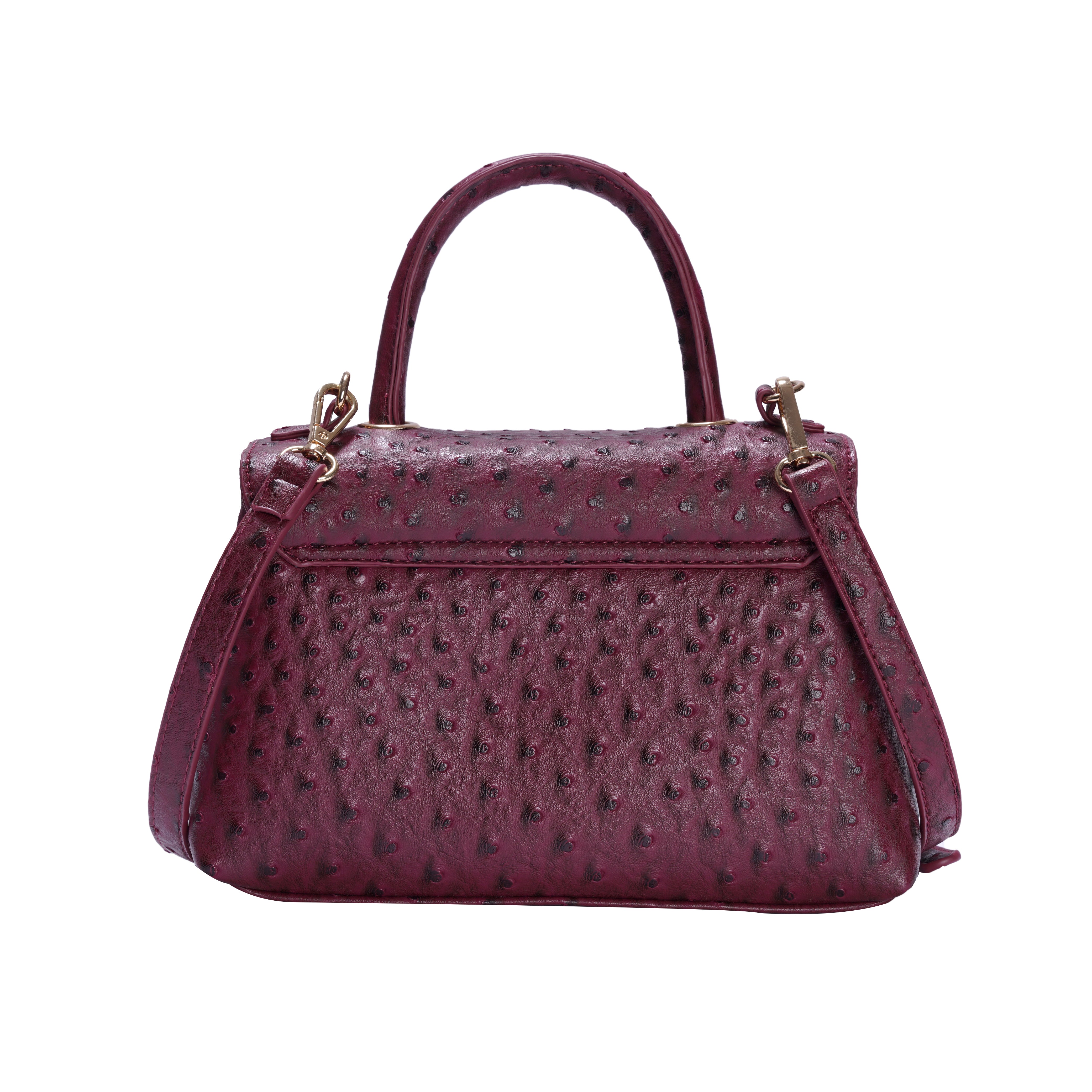 حقيبة كلاسيكية بمقبض - باللون العنابي