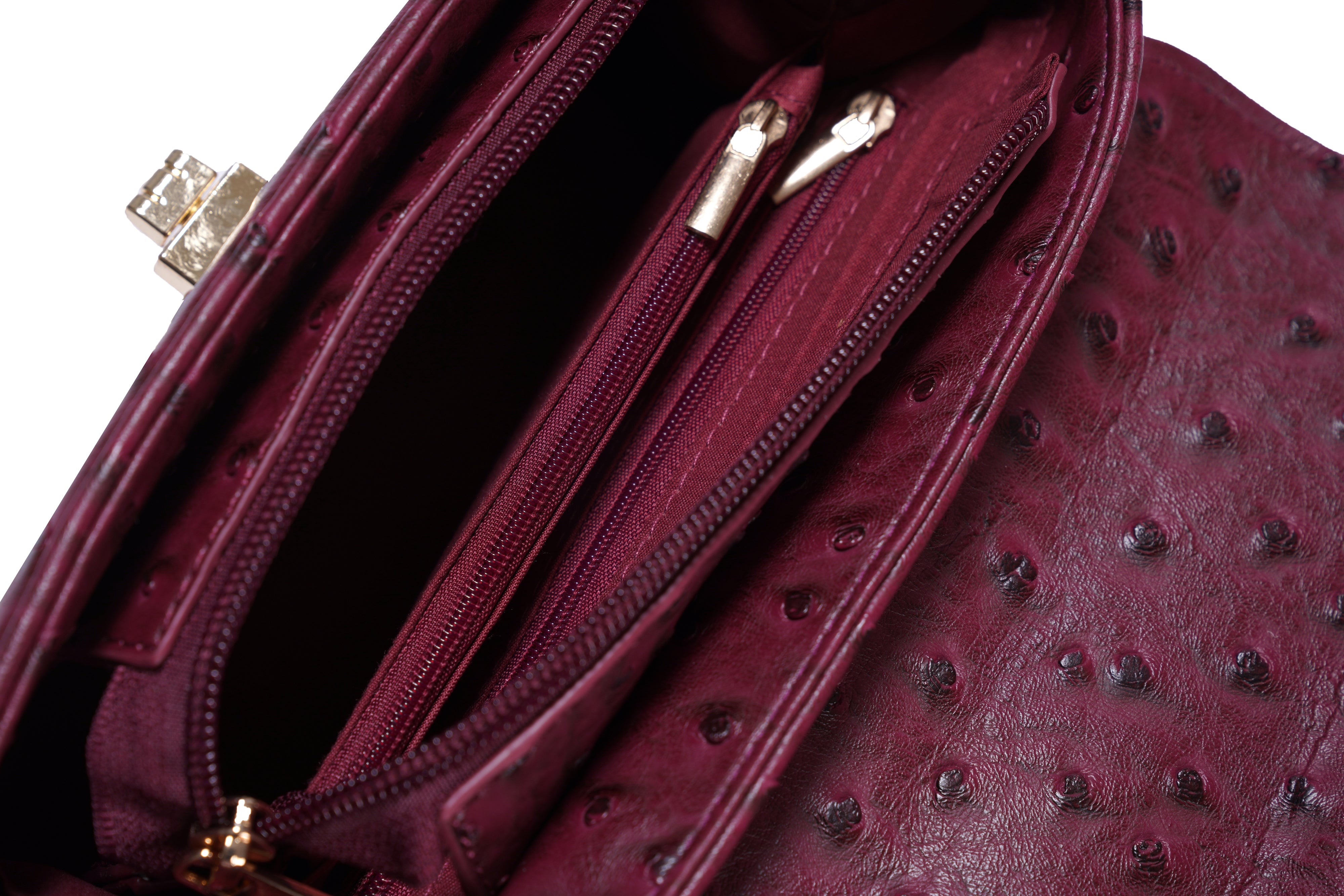 حقيبة كلاسيكية بمقبض - باللون العنابي