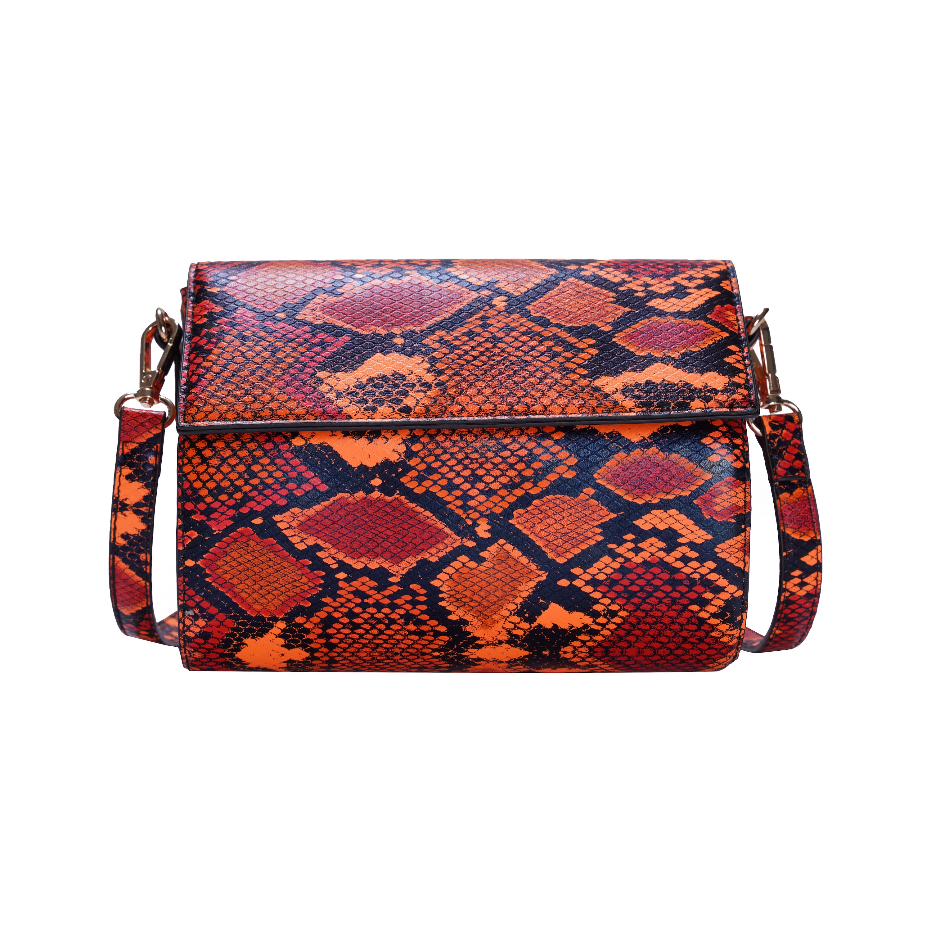 Mini Clutch with Crossbody Strap in Orange