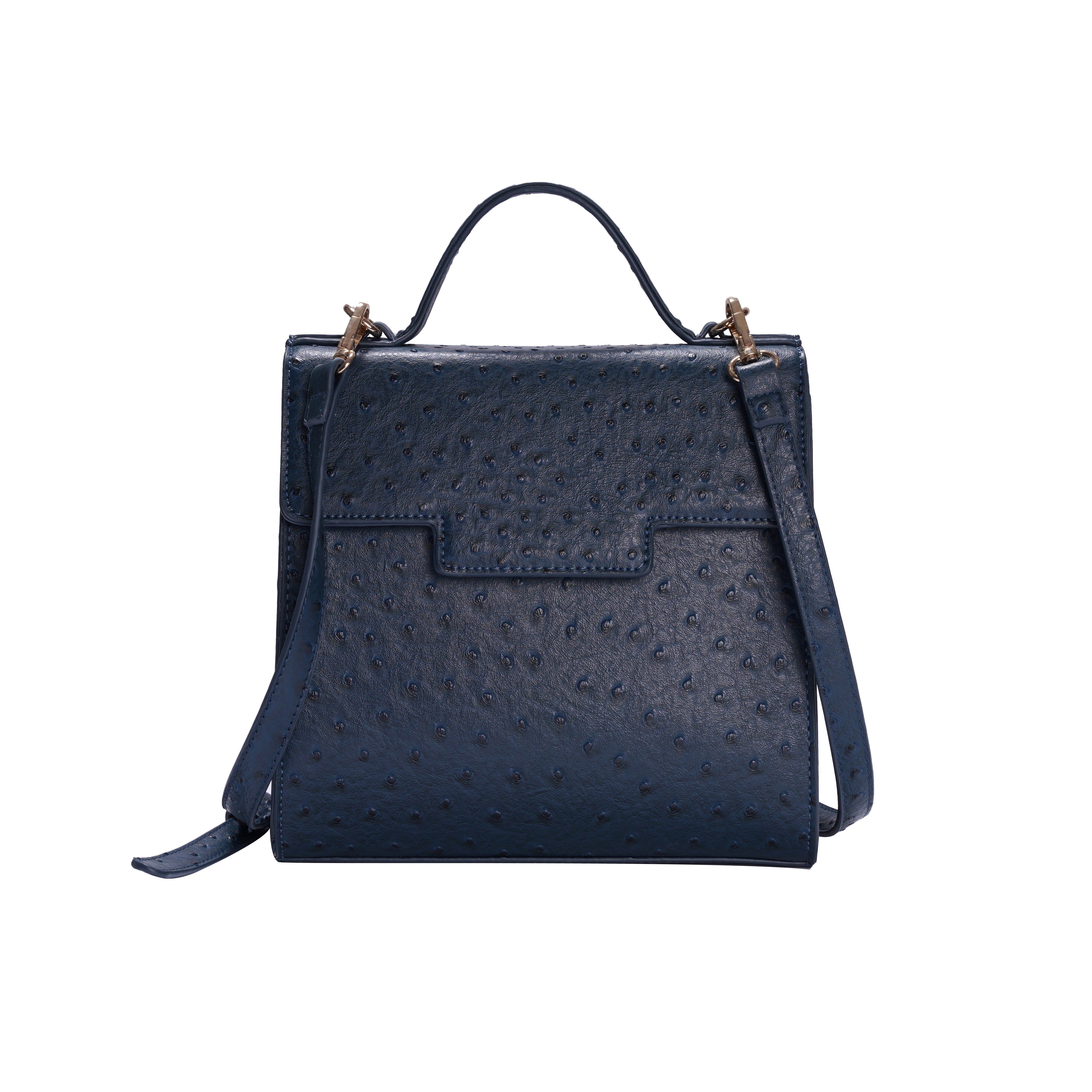 Square Crossbody Messenger Bag in Navy Blue