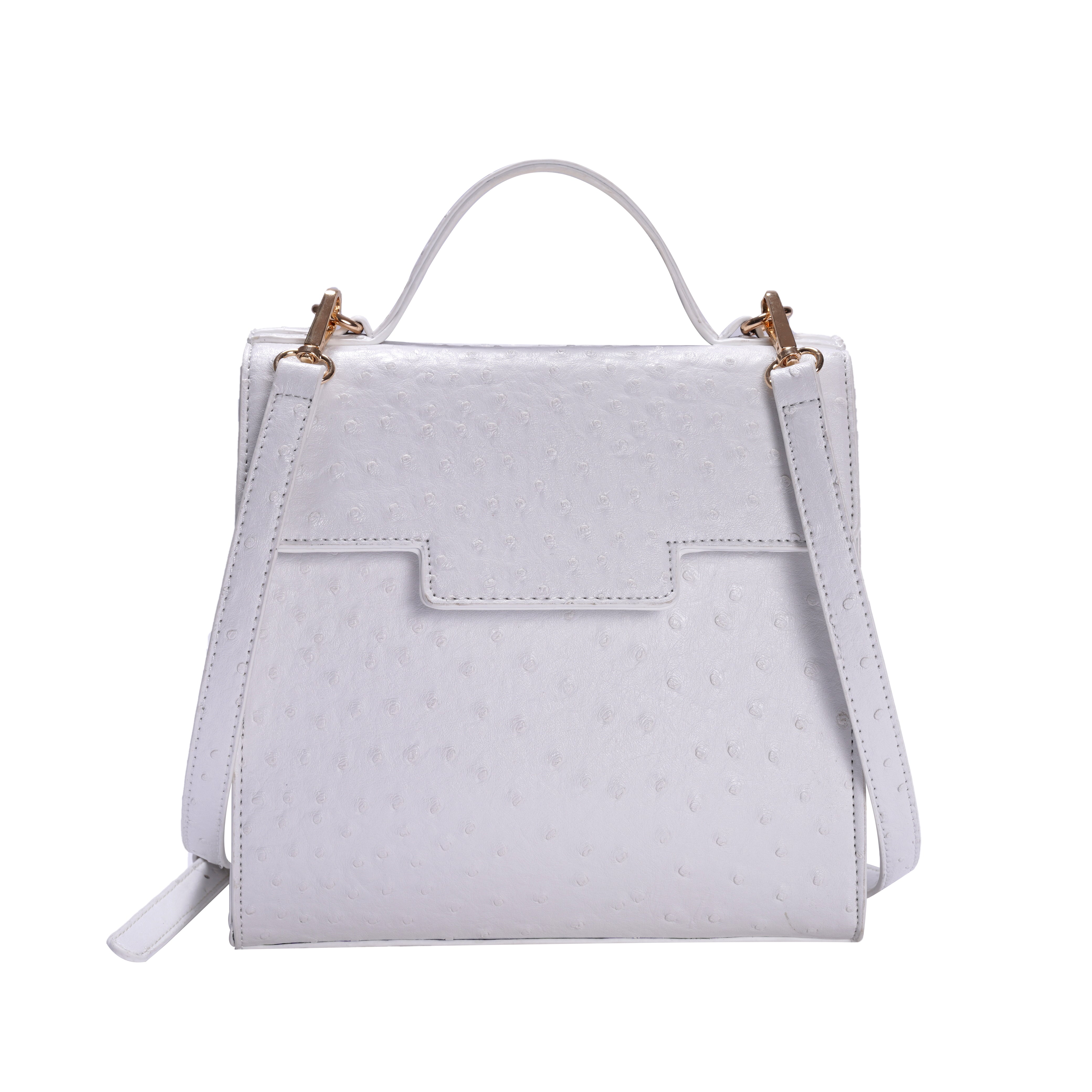 Square Crossbody Messenger Bag in Off-White