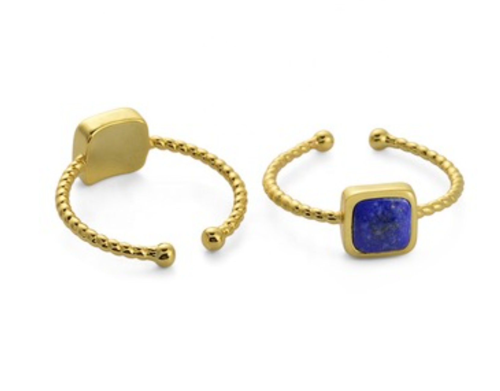 Lapis Cabochon Gold Square Ring