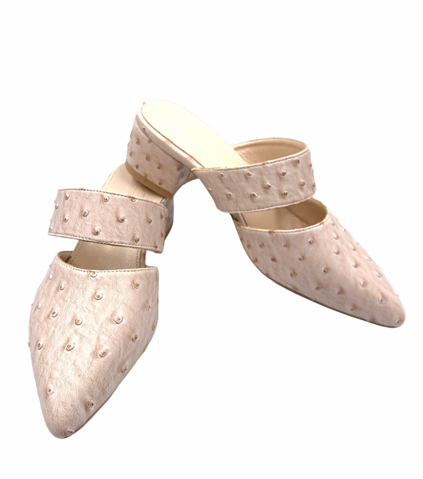 Cream Ostrich Slip-Ons double