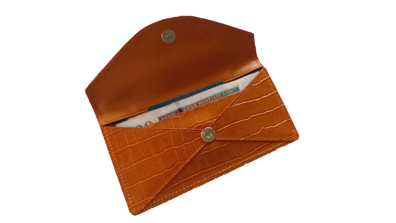 Orange Crocodile Envelope Wallet