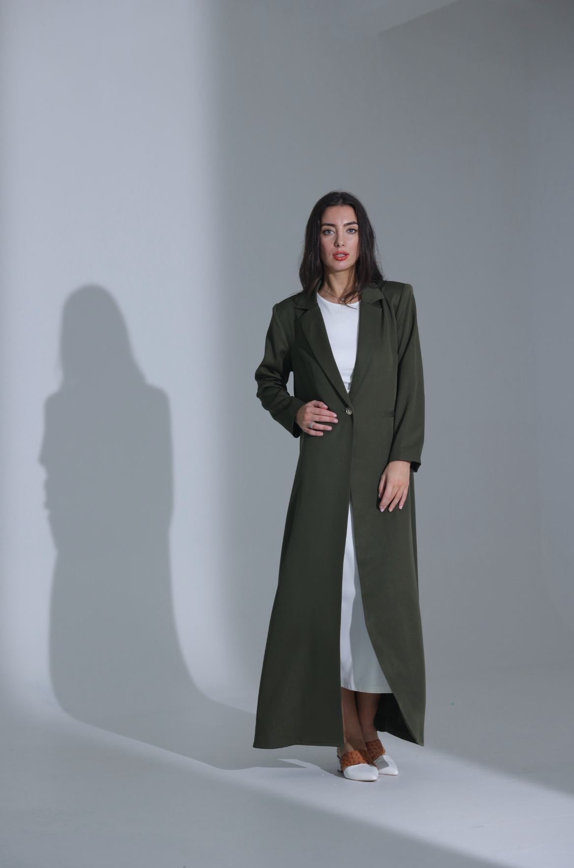 winter abaya in army green