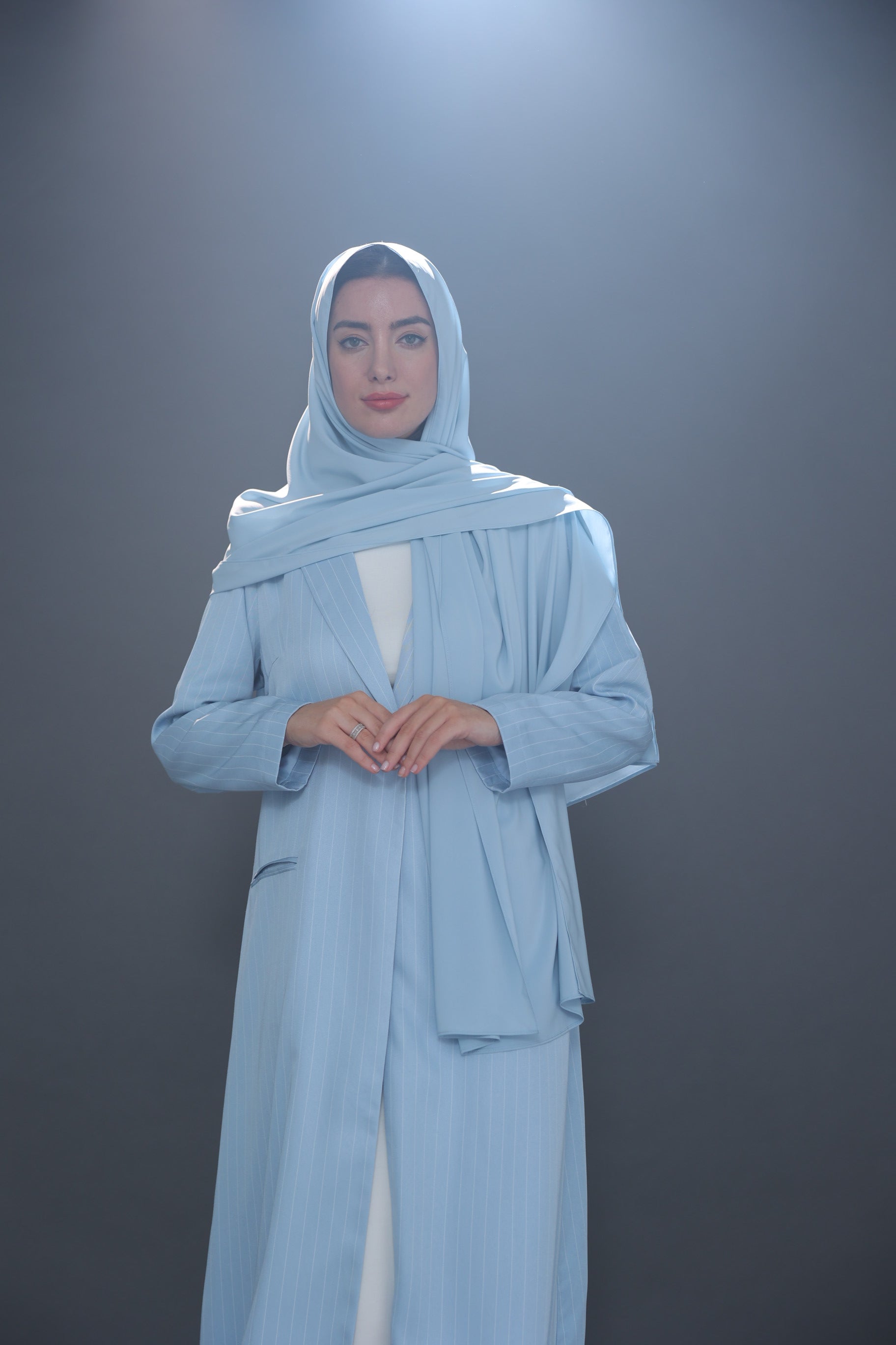 Artic Blue Striped Suit Abaya