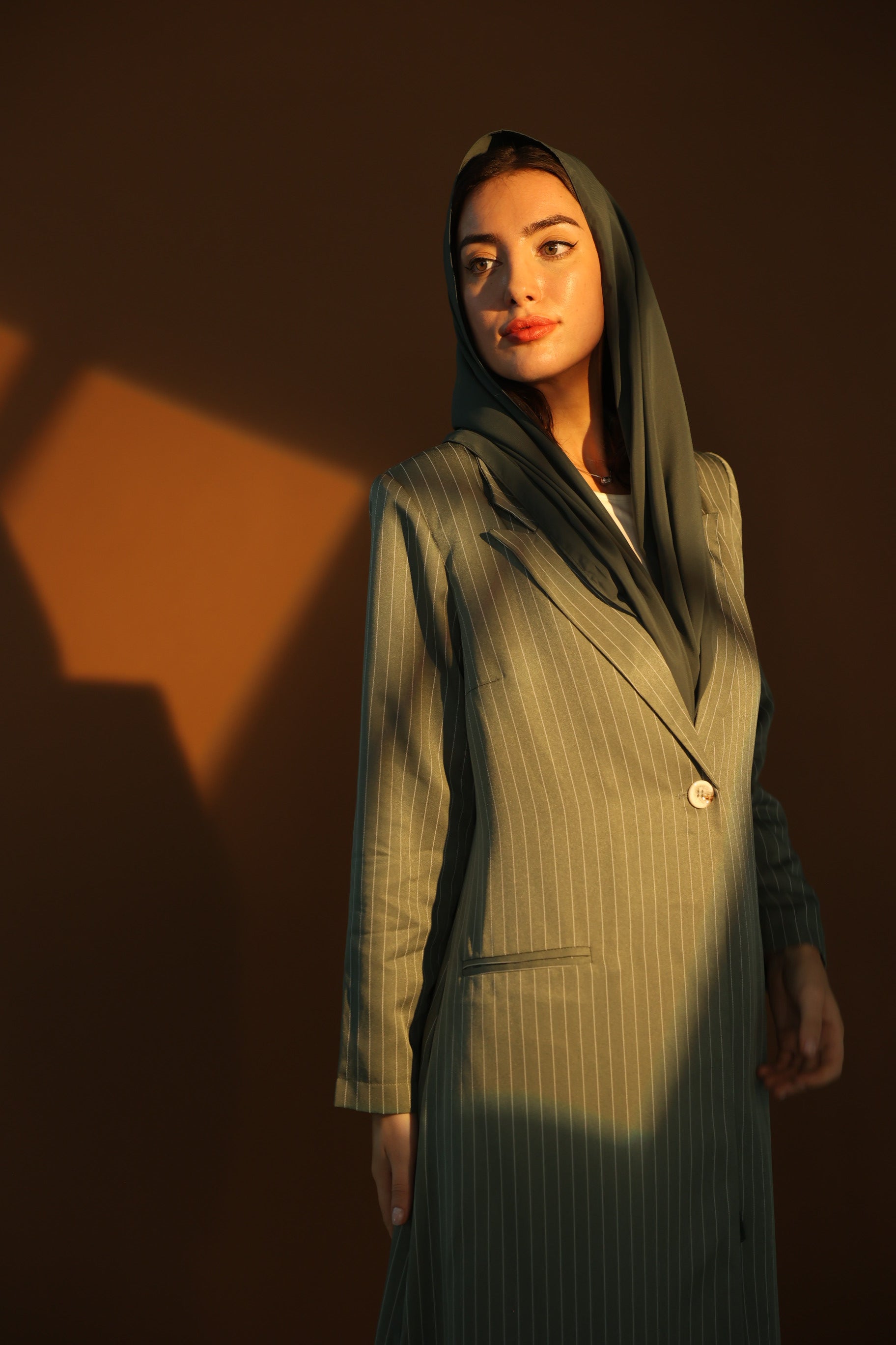 Green Striped Suit Abaya