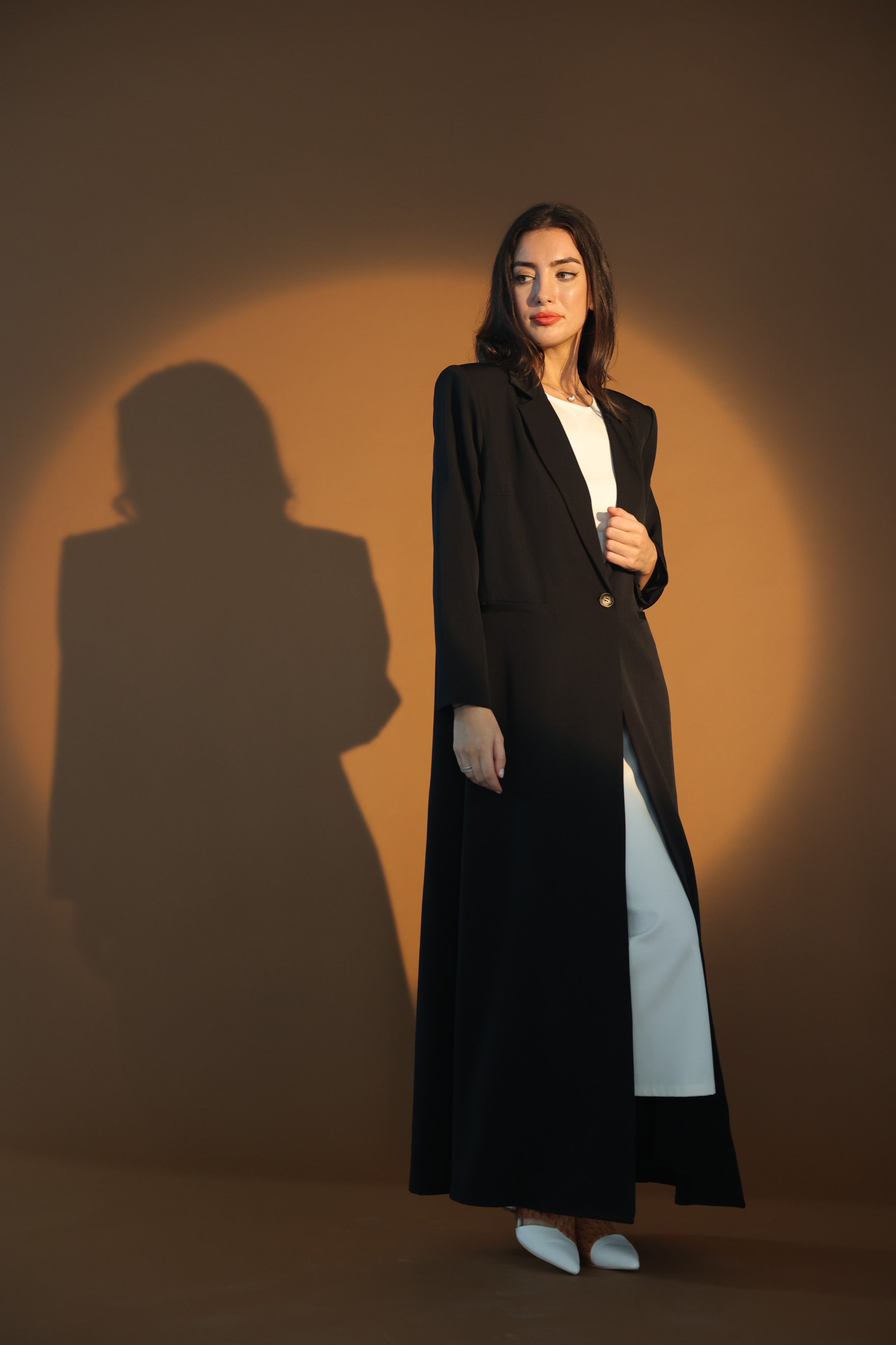 Black Single Button Suit Abaya