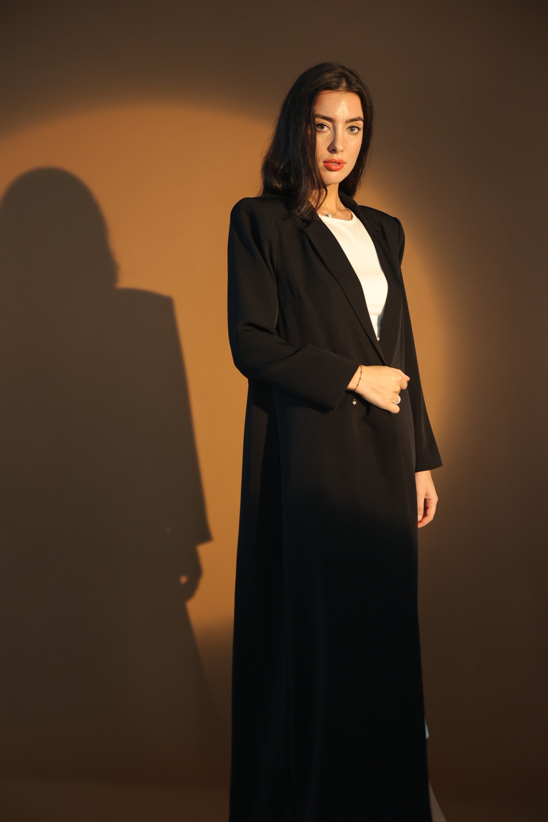 Black Single Button Suit Abaya