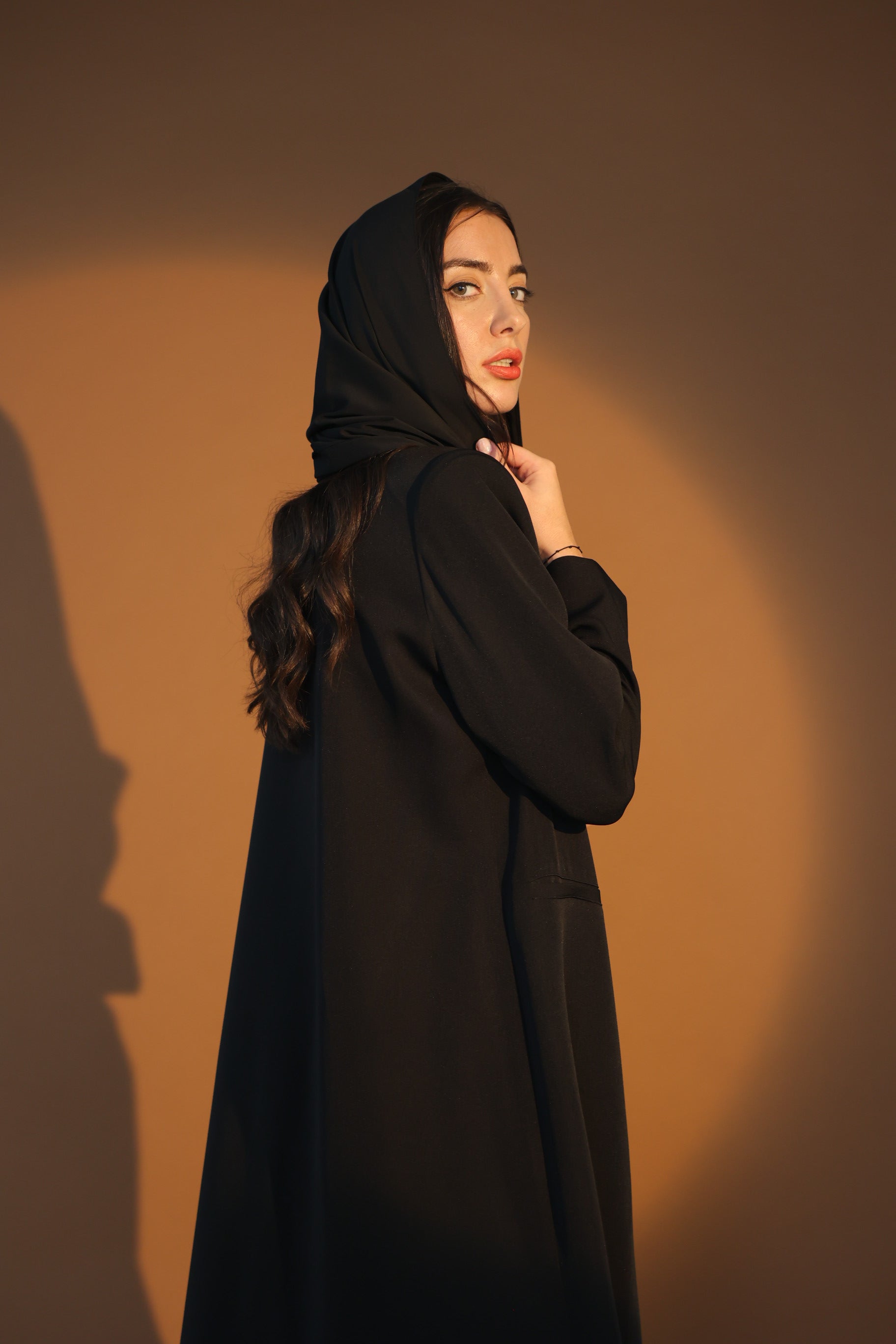 Black Single Button Suit Abaya with Shoulder Pad