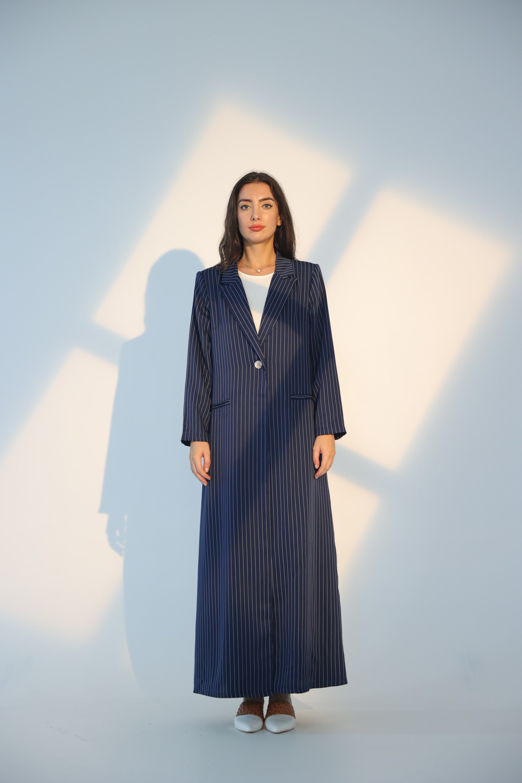 Navy Blue Striped Suit Abaya