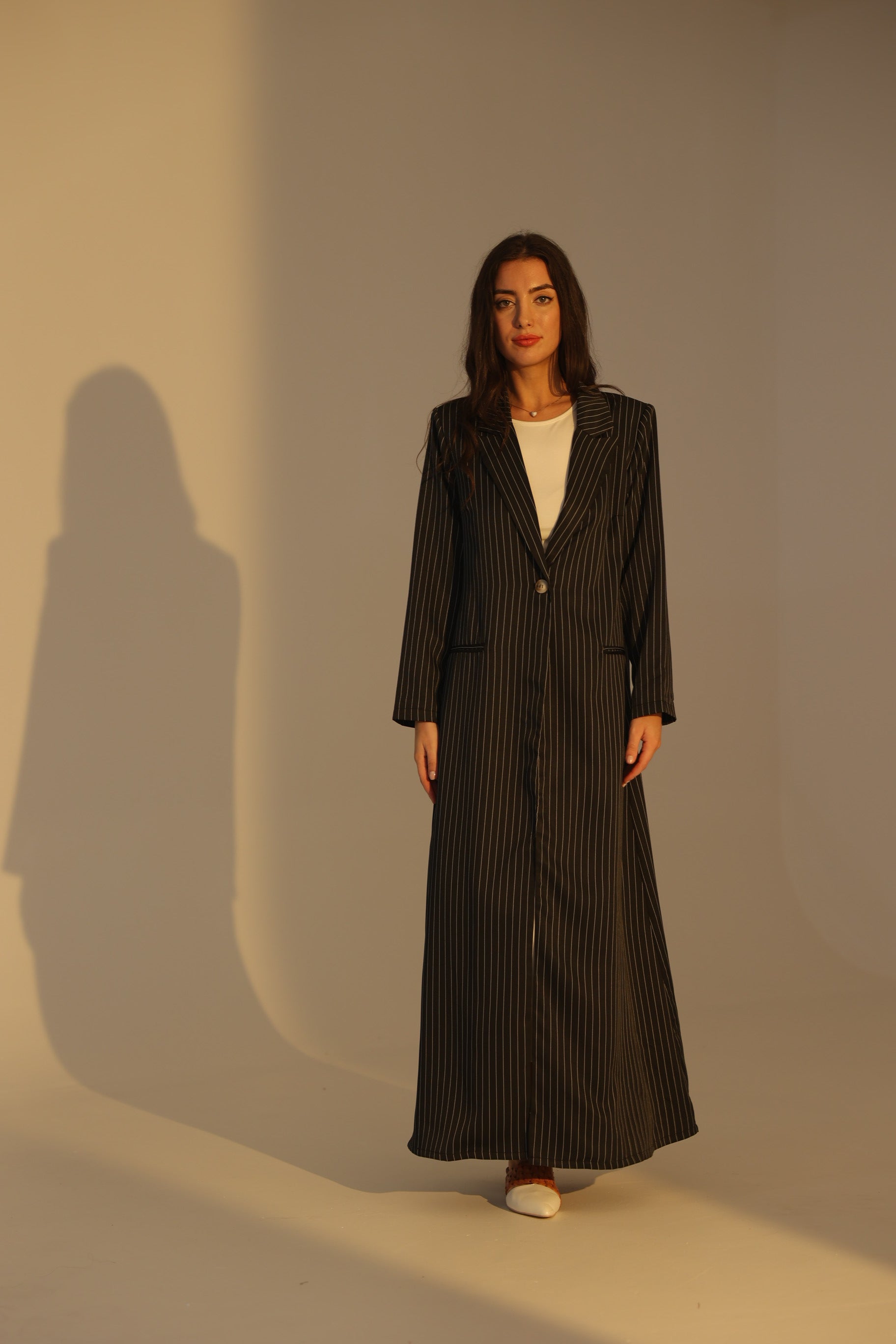Black Striped Suit Abaya