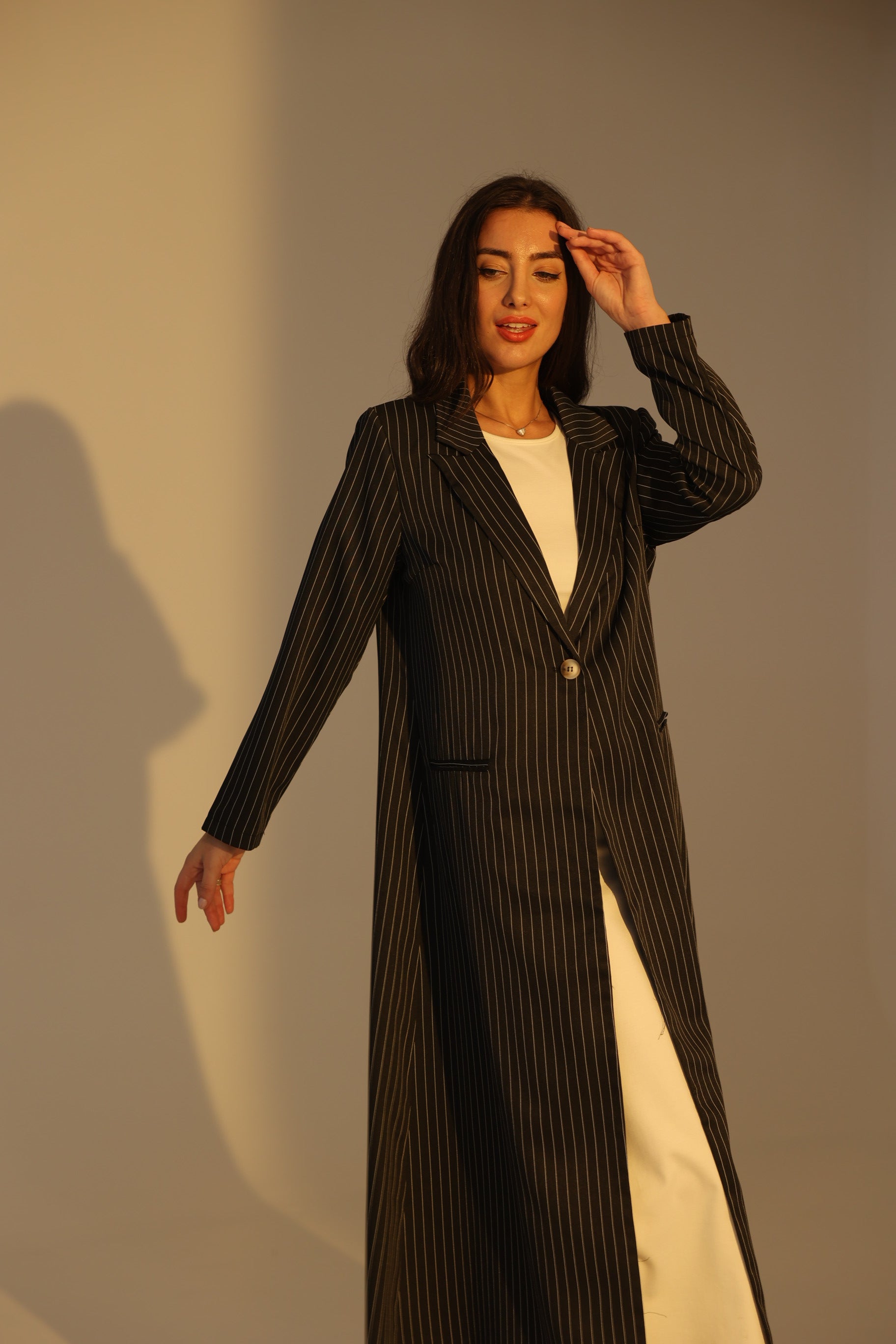 Black Striped Suit Abaya