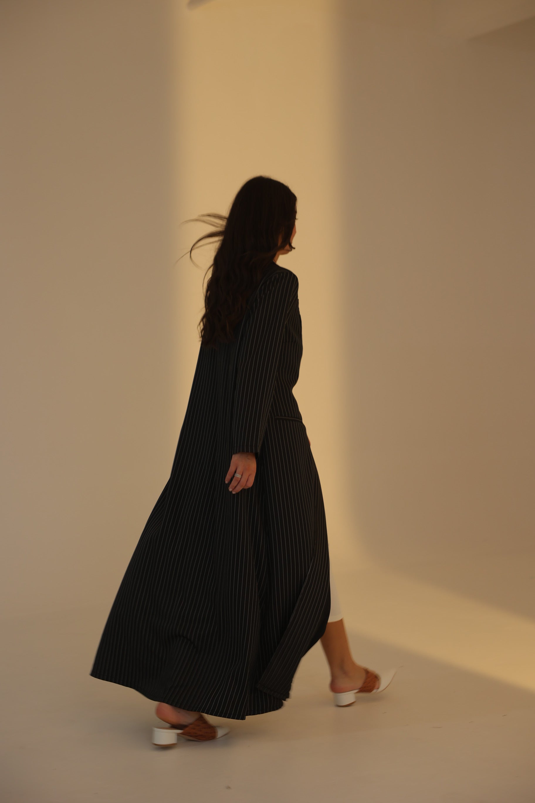 Black Striped Suit Abaya