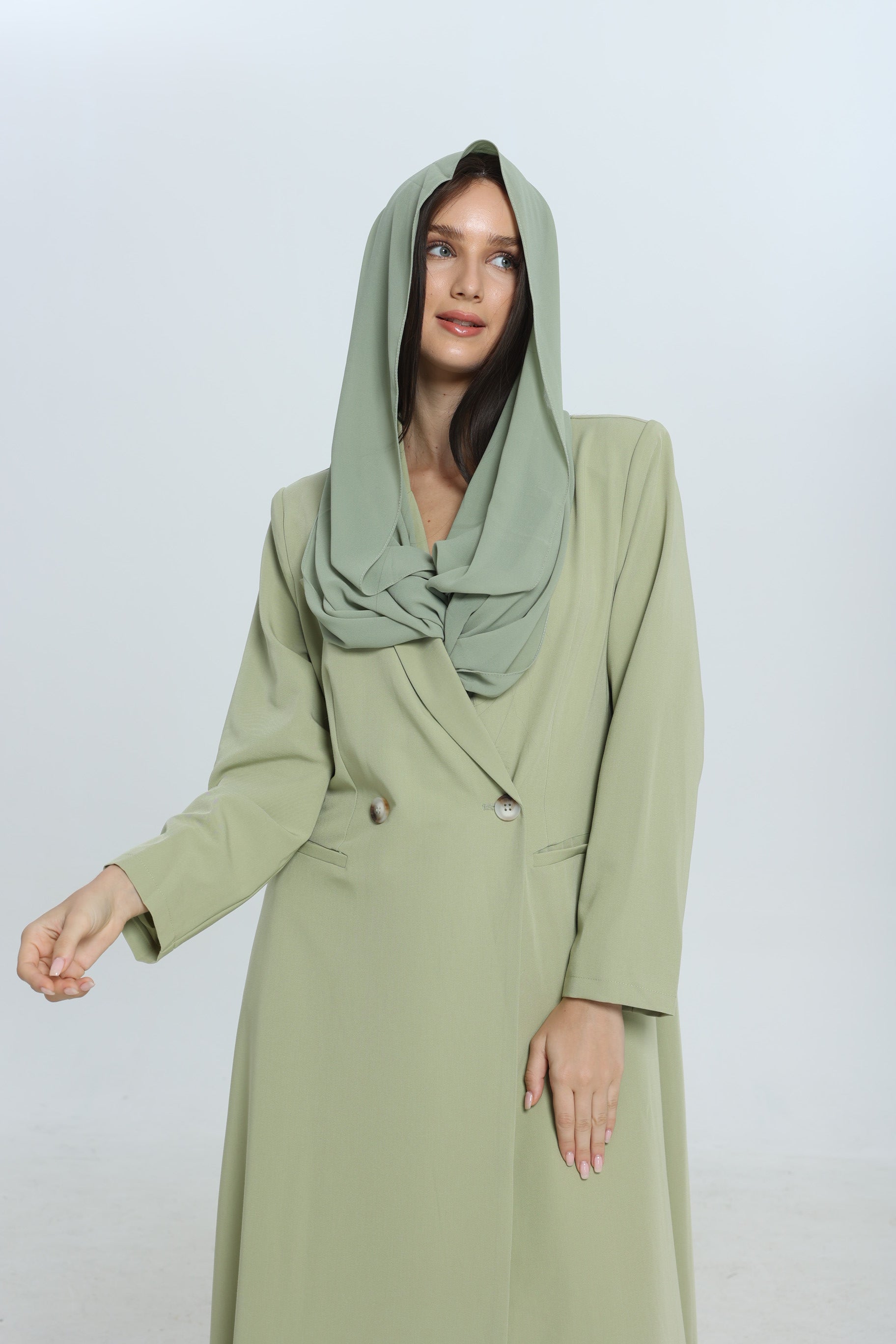 Mint Double Breasted Suit Abaya