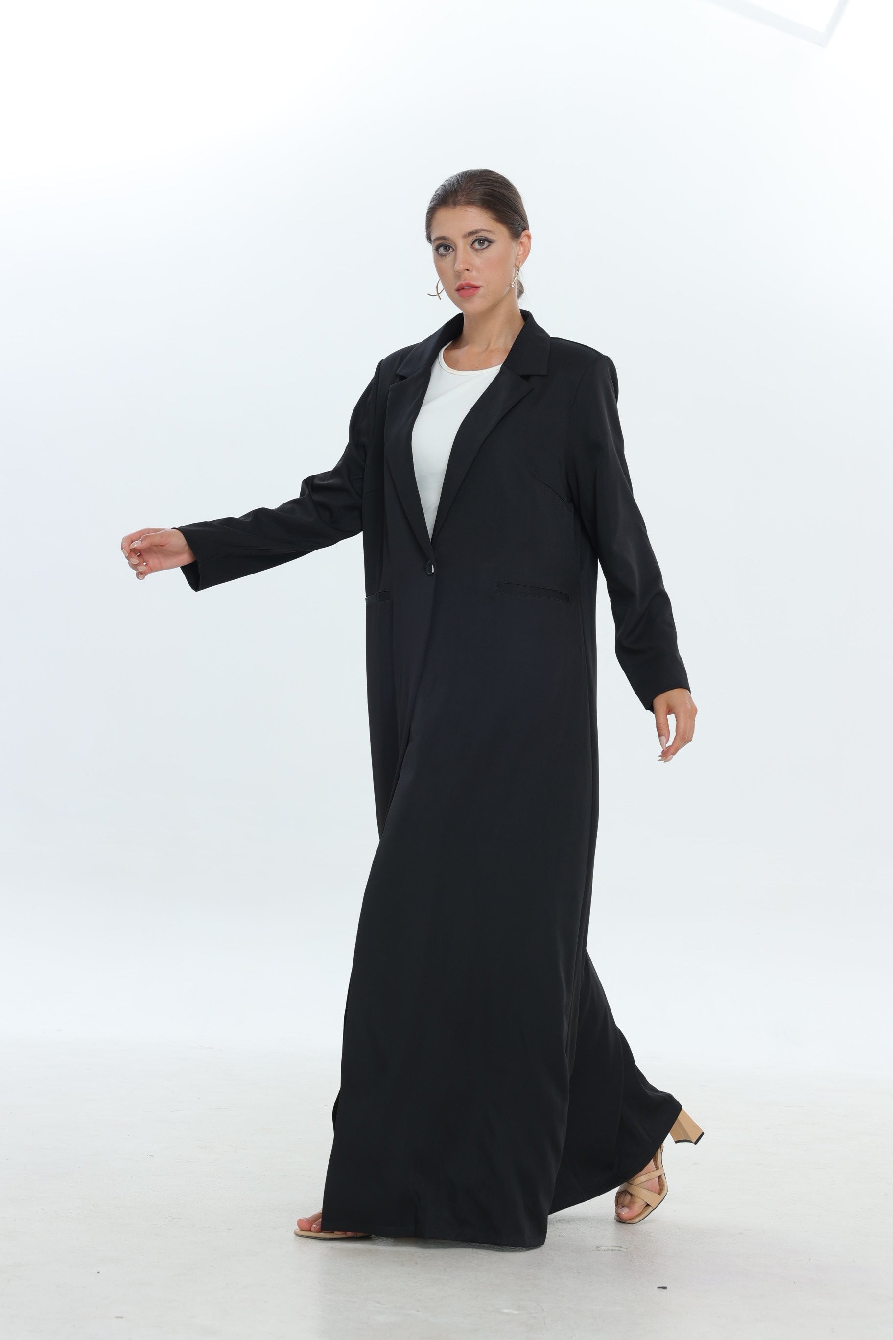 Black Single Button Suit Abaya