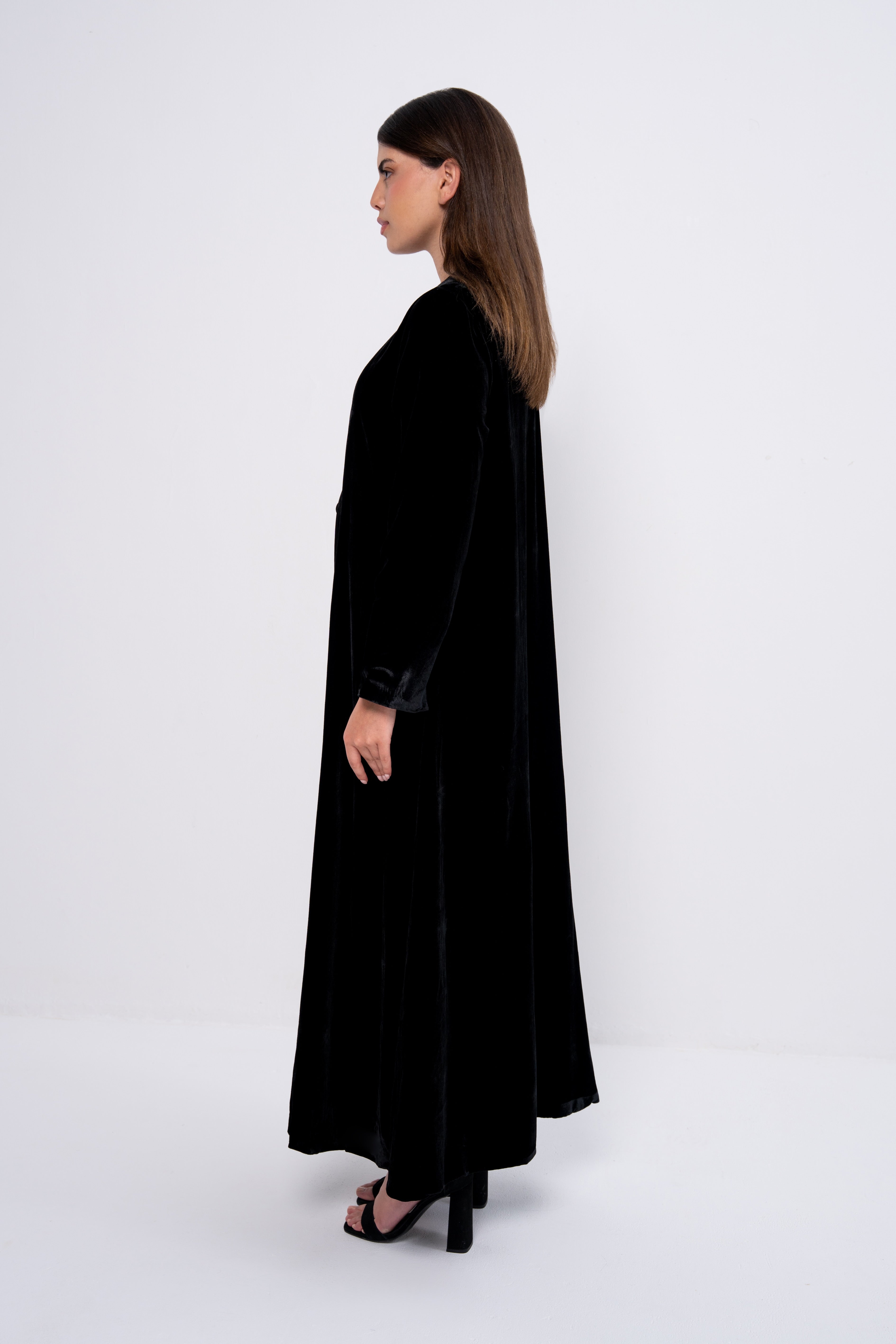 Velvet Suit Abaya in Black